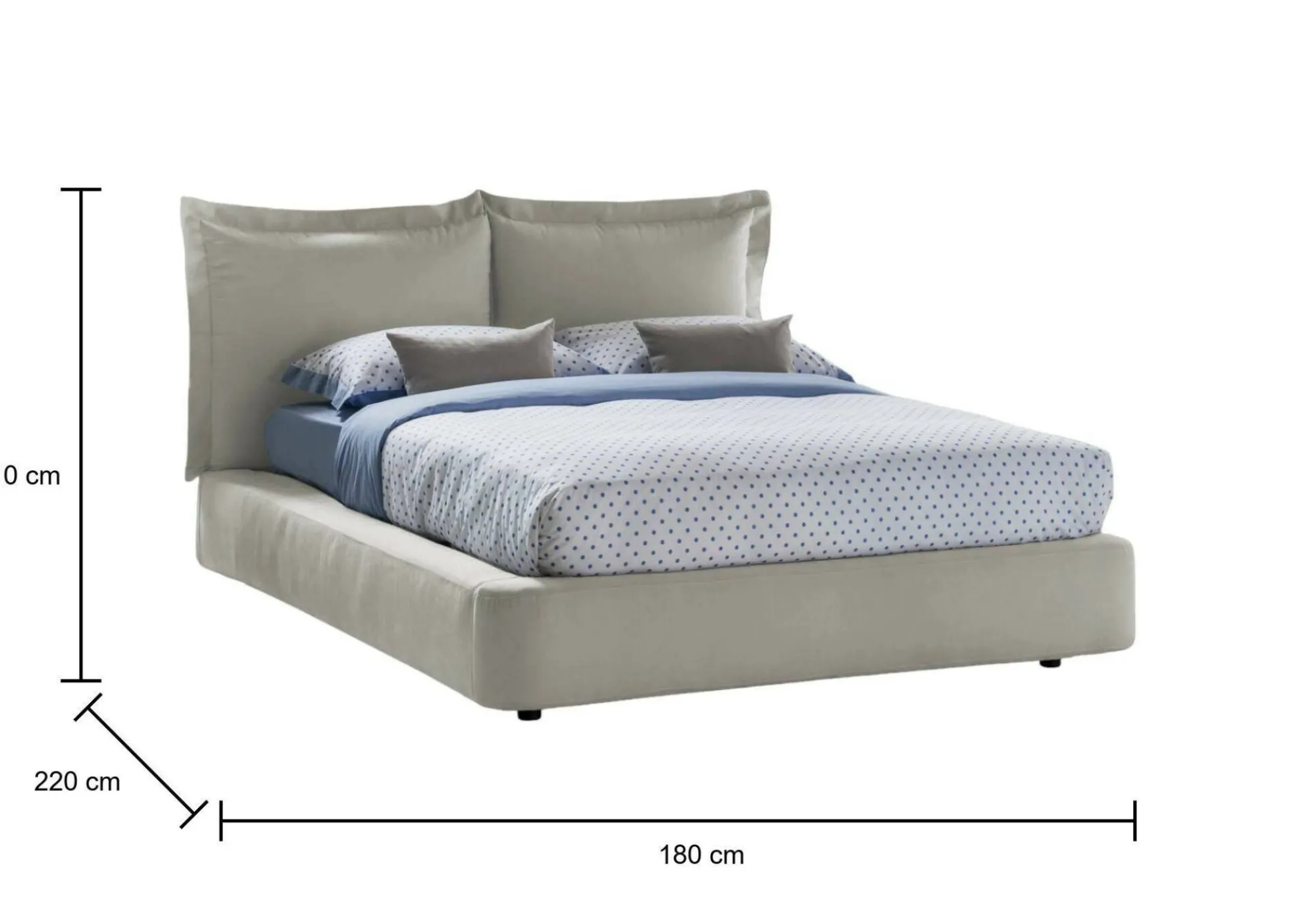 Letto matrimoniale Adi, adatto per materasso 160x190 cm,<Dmora Shop