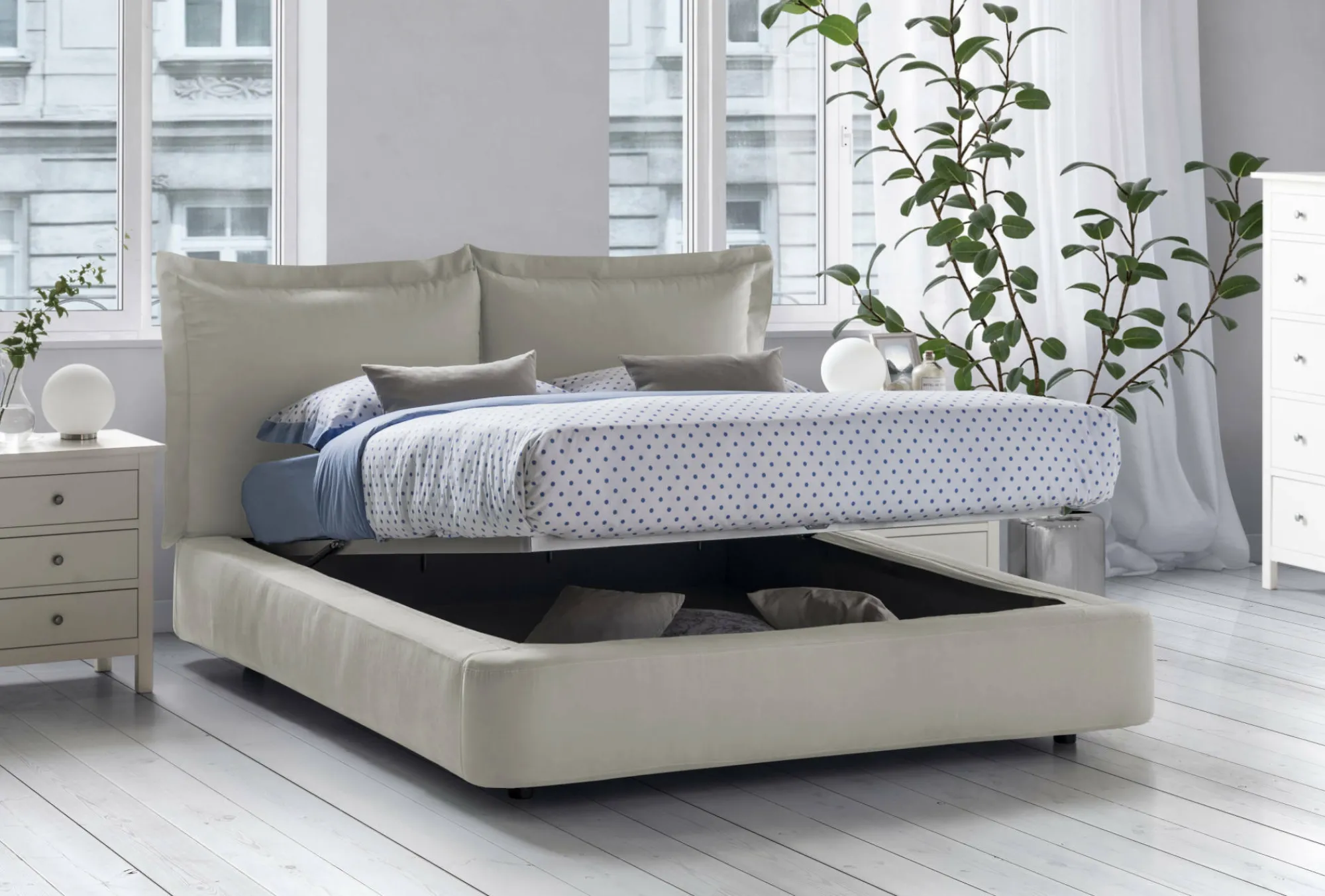 Letto matrimoniale Adi, adatto per materasso 160x190 cm,<Dmora Shop