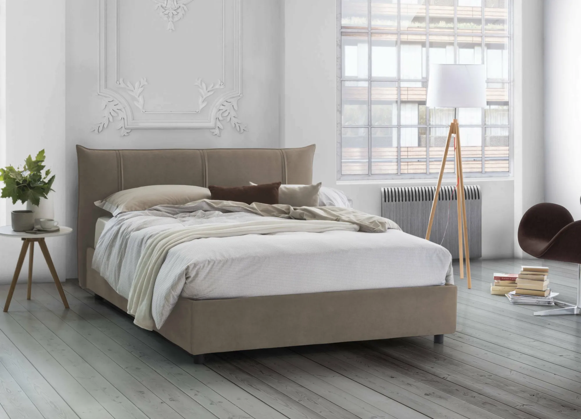 Letto matrimoniale Akasha, adatto per materasso 160x190 cm,<Dmora Store