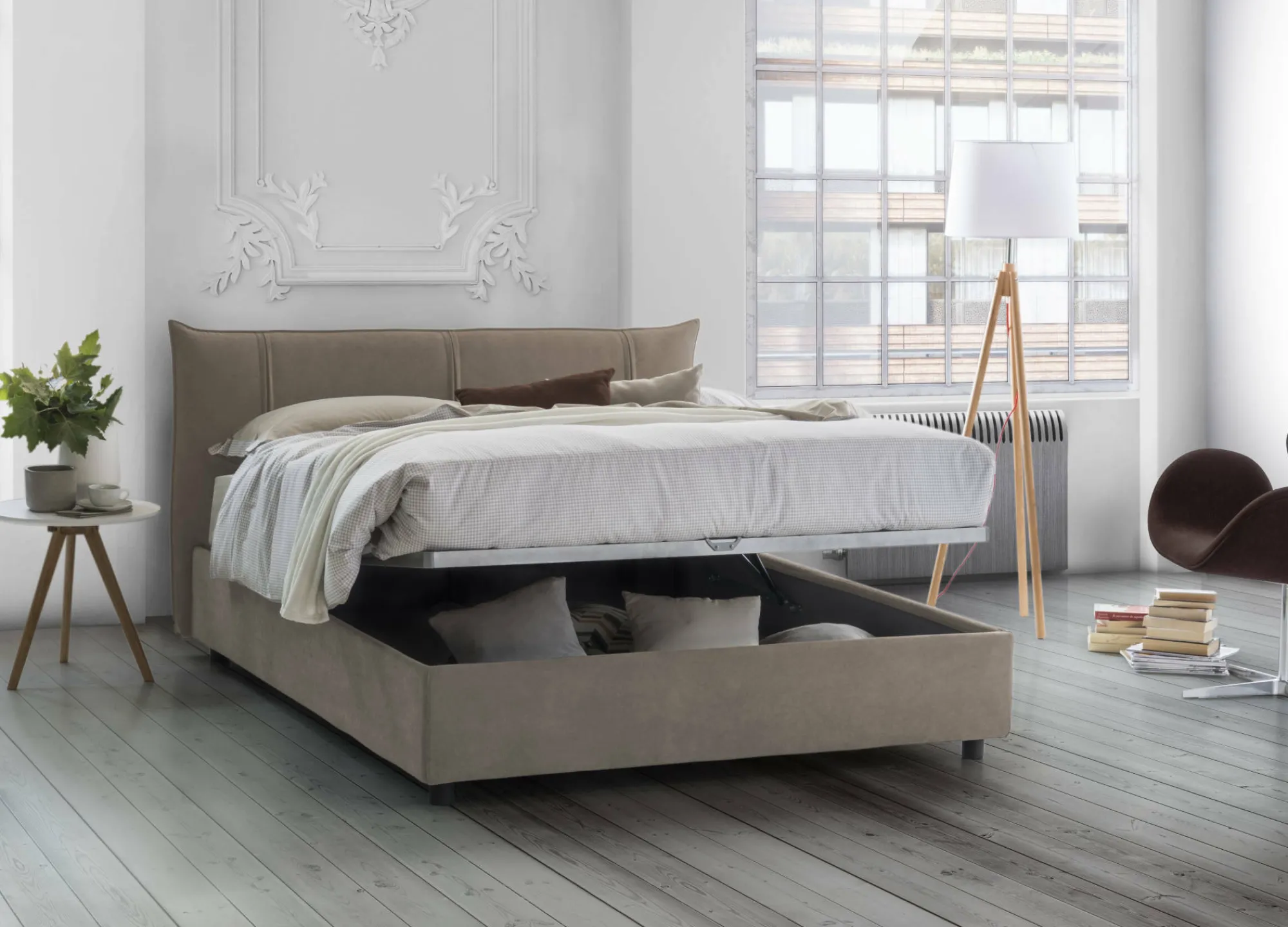 Letto matrimoniale Akasha, adatto per materasso 160x190 cm,<Dmora Store