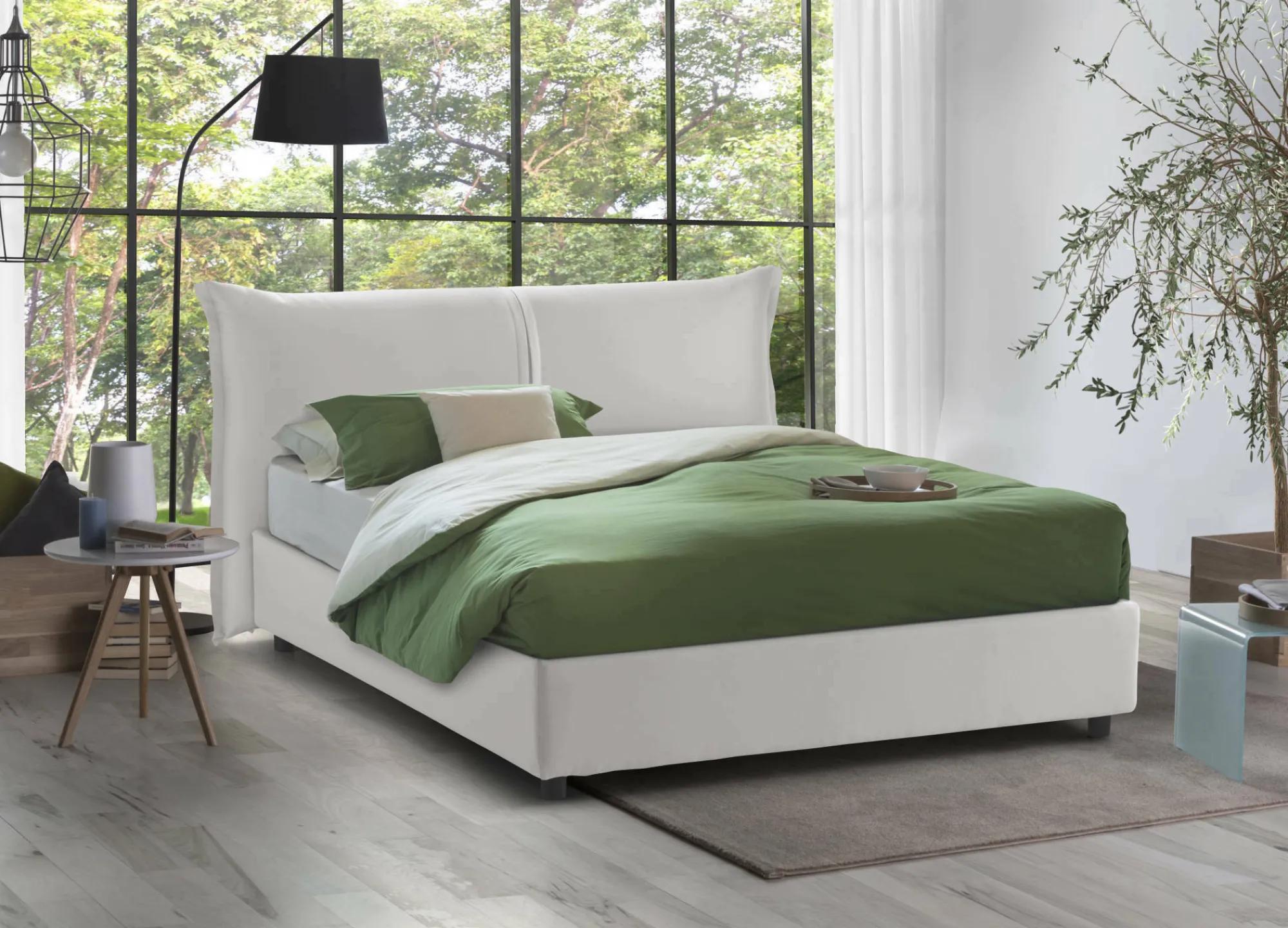 Letto matrimoniale Akio, con materasso 160x190 Cm incluso,<Dmora Clearance