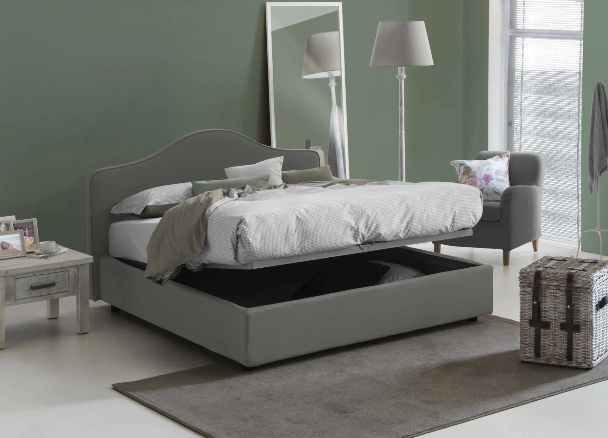 Letto matrimoniale Alborella, adatto per materasso Cm 160x200,<Dmora Online