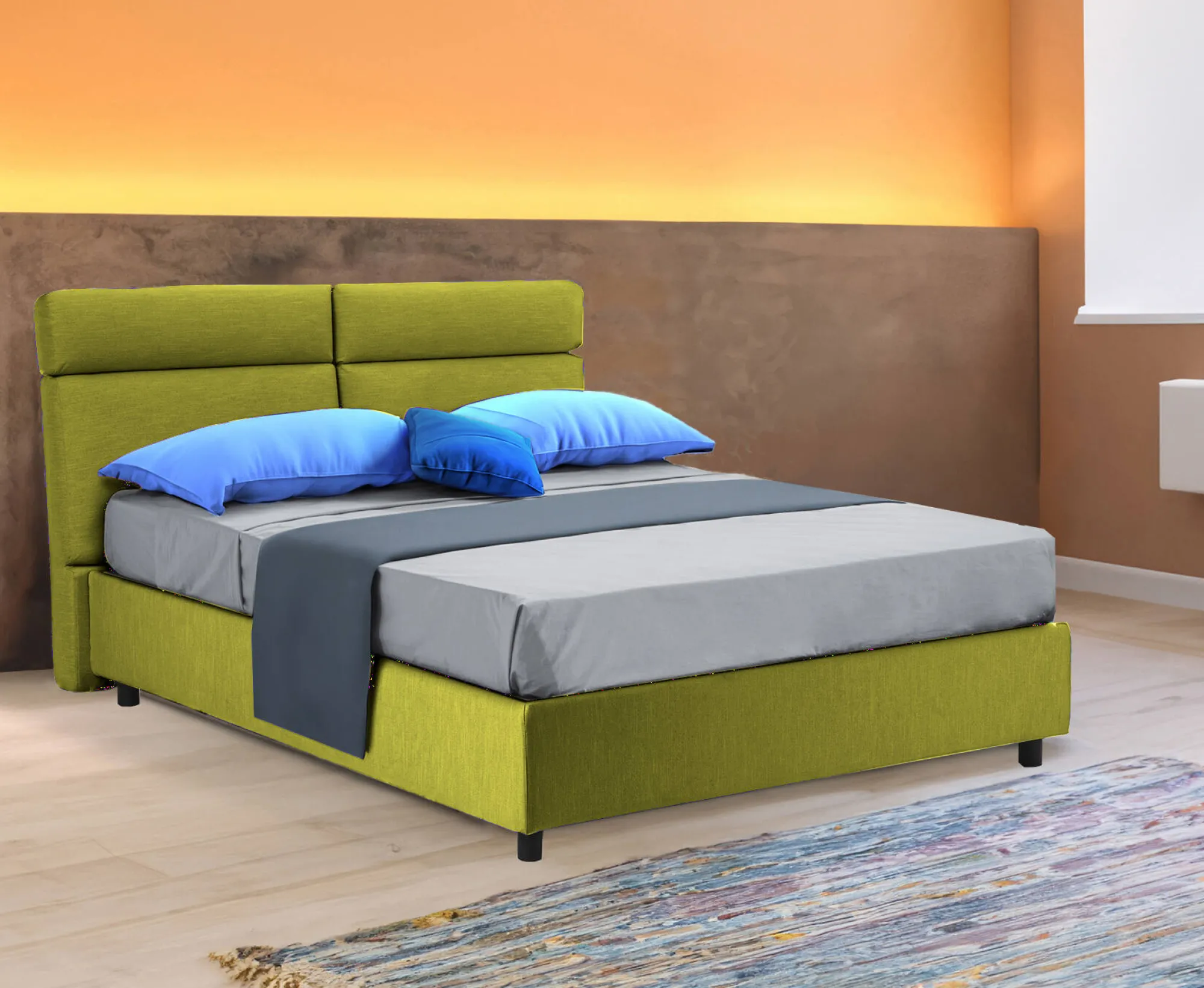 Letto matrimoniale Alcatron, Adatto a materasso Cm 160x190,<Dmora Discount
