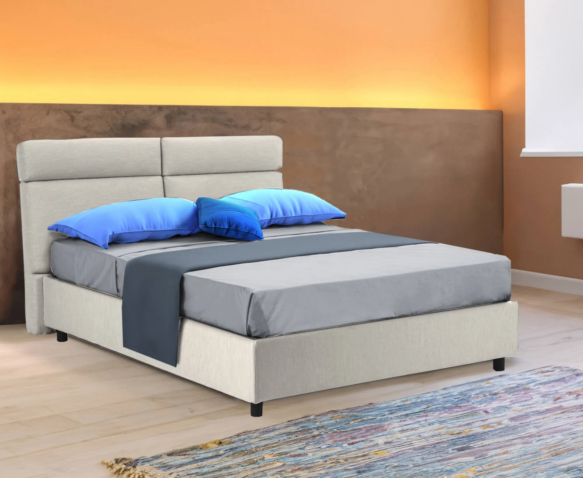 Letto matrimoniale Alcatron, Adatto a materasso Cm 160x190,<Dmora Outlet