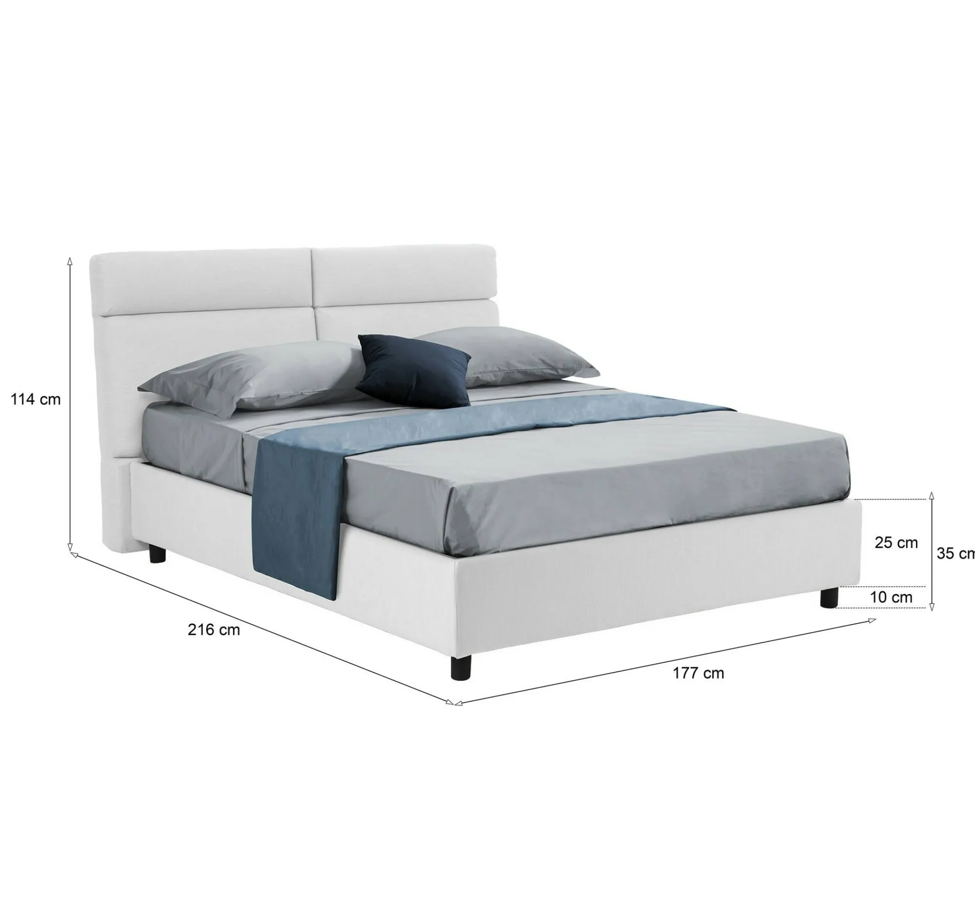 Letto matrimoniale Alcatron, Adatto a materasso Cm 160x190,<Dmora Best