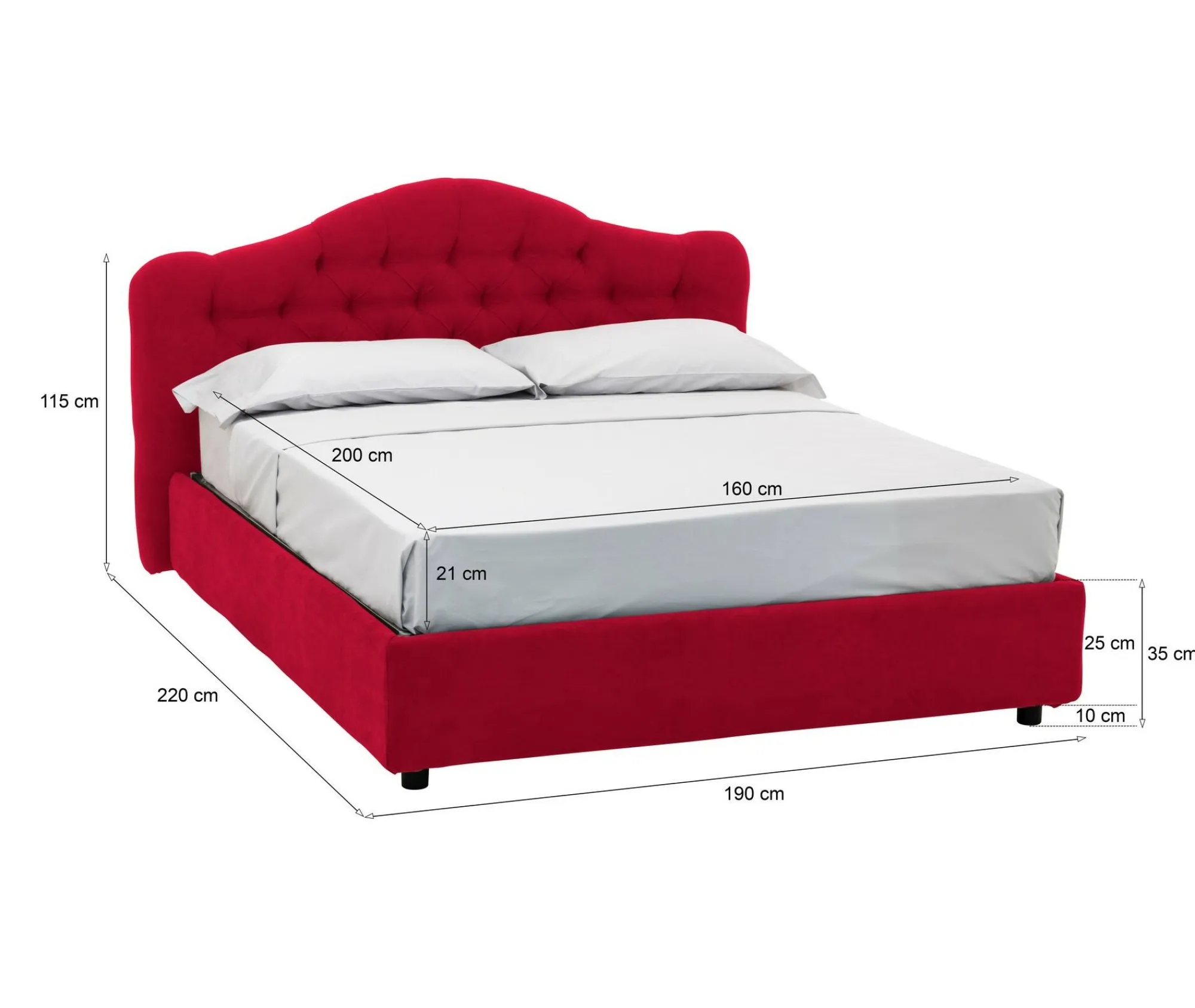 Letto matrimoniale Alfer, Con materasso Cm 160x200 incluso,<Dmora Flash Sale