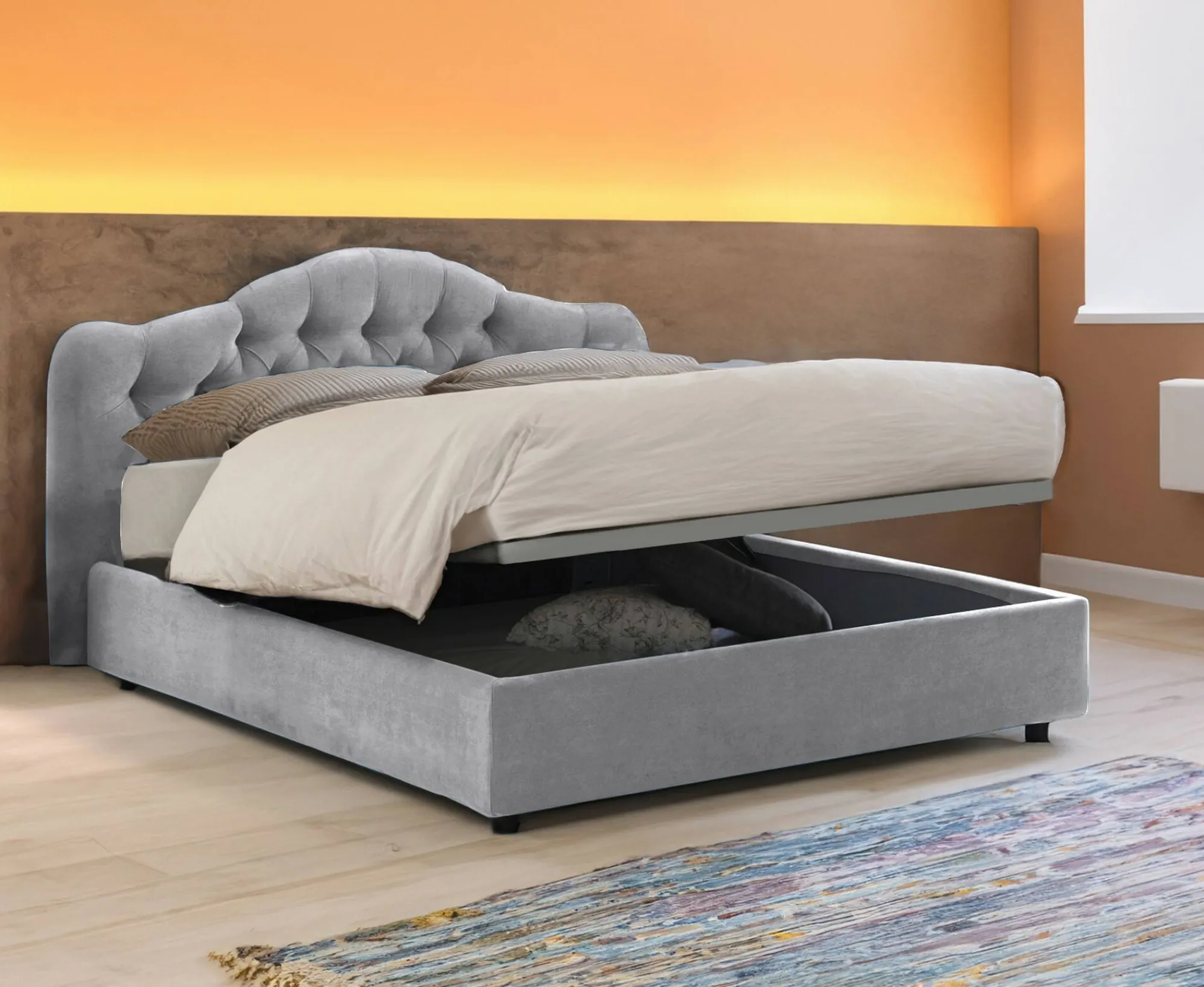 Letto matrimoniale Alfer, Con materasso Cm 160x200 incluso,<Dmora Shop