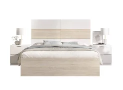 Letto matrimoniale Alina, 267x205 h122 cm, Bianco e Rovere<Dmora Sale