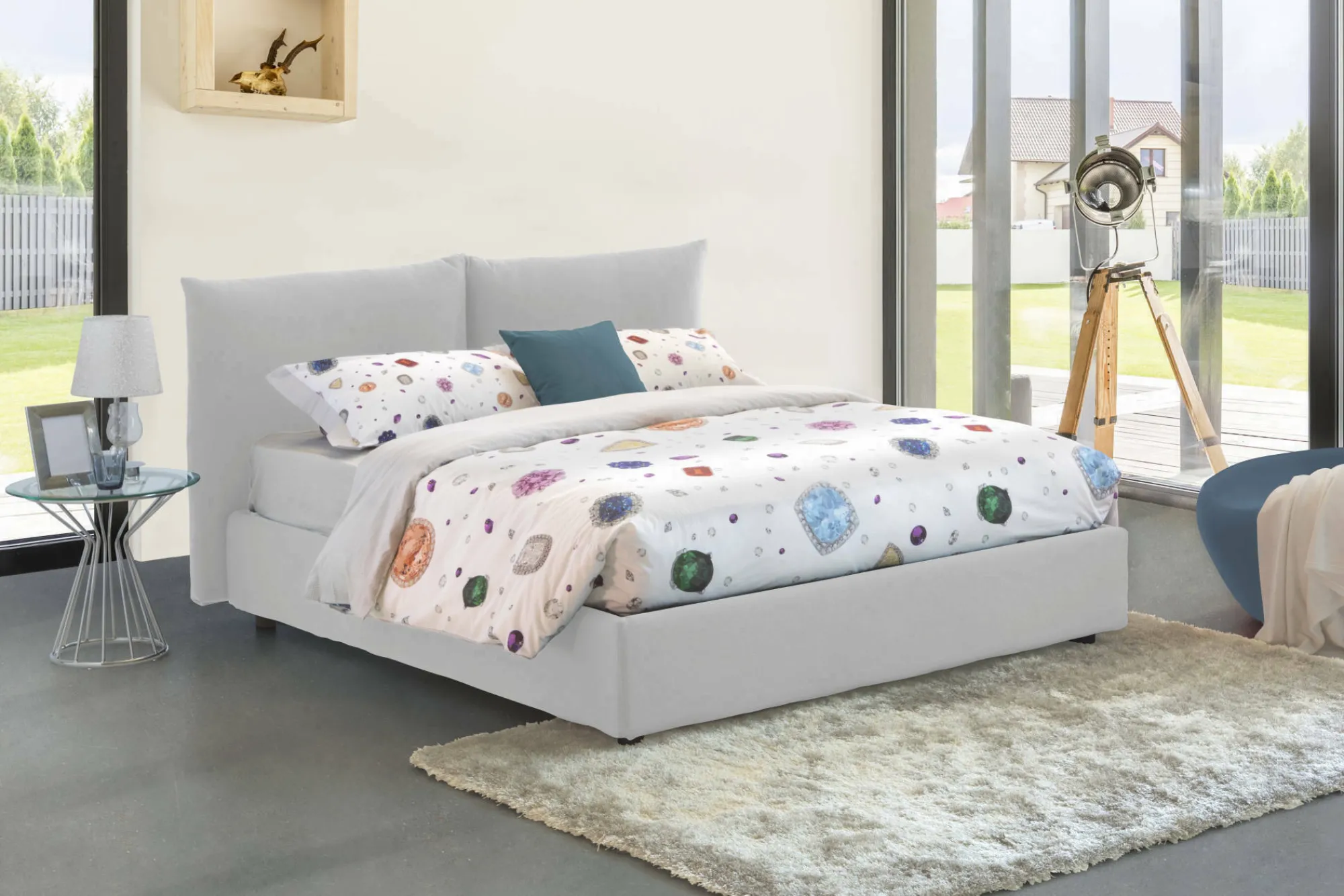 Letto matrimoniale Alizarin, adatto per materasso Cm 160x190,<Dmora Cheap