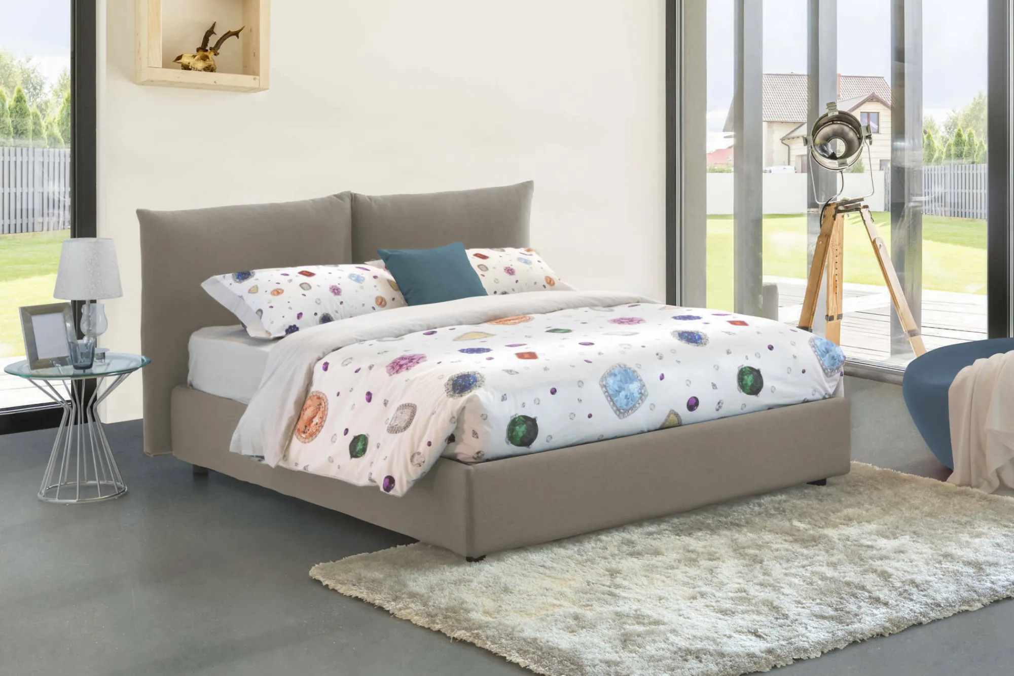 Letto matrimoniale Alizarin, adatto per materasso Cm 160x190,<Dmora Cheap