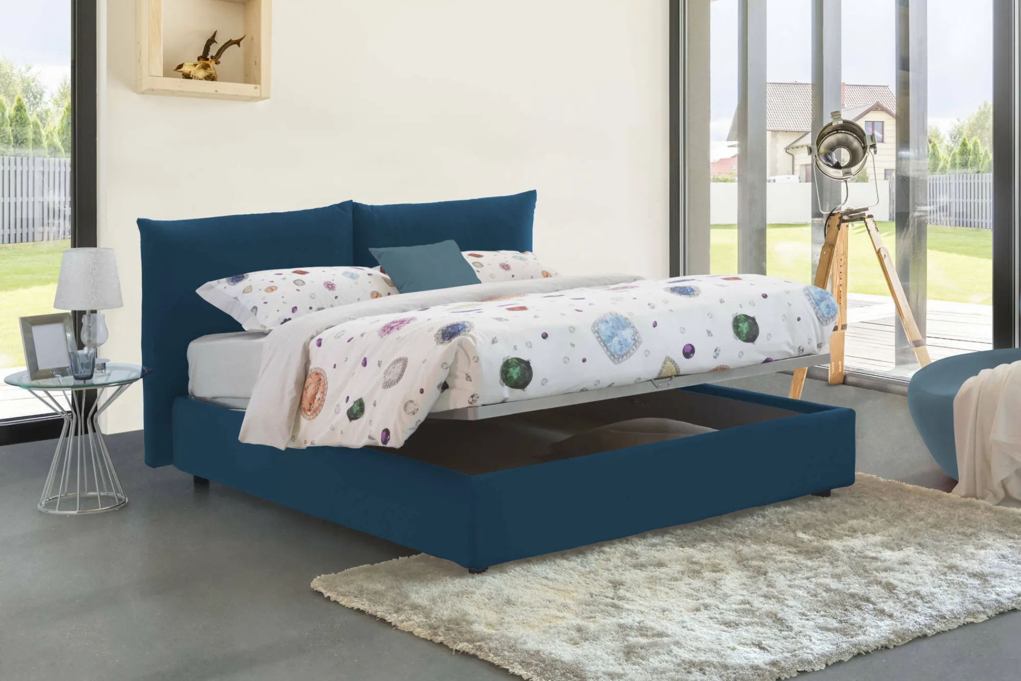 Letto matrimoniale Alizarin, adatto per materasso Cm 160x190,<Dmora Discount