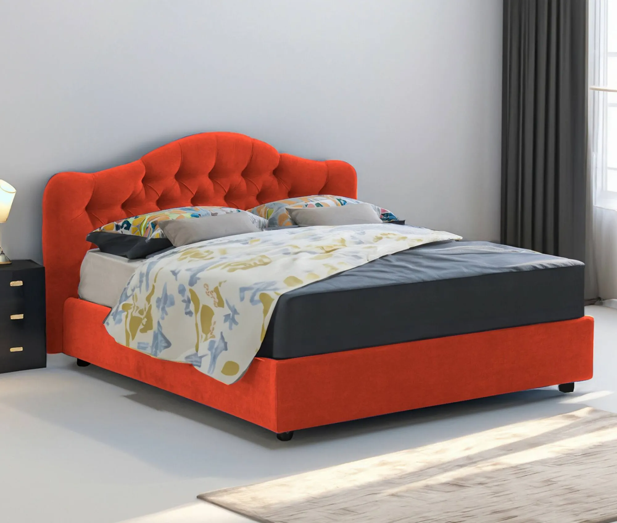 Letto matrimoniale Allik, Con materasso Cm 160x190 incluso,<Dmora Fashion
