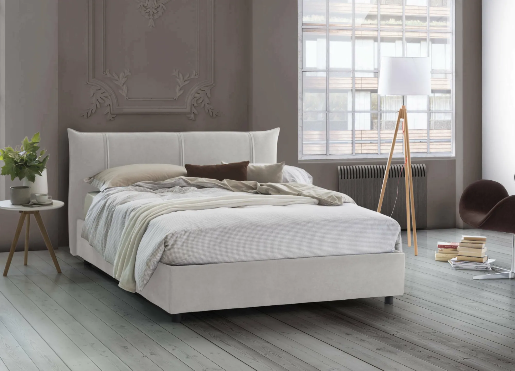 Letto matrimoniale Almond, con materasso 160x190 Cm incluso,<Dmora Shop