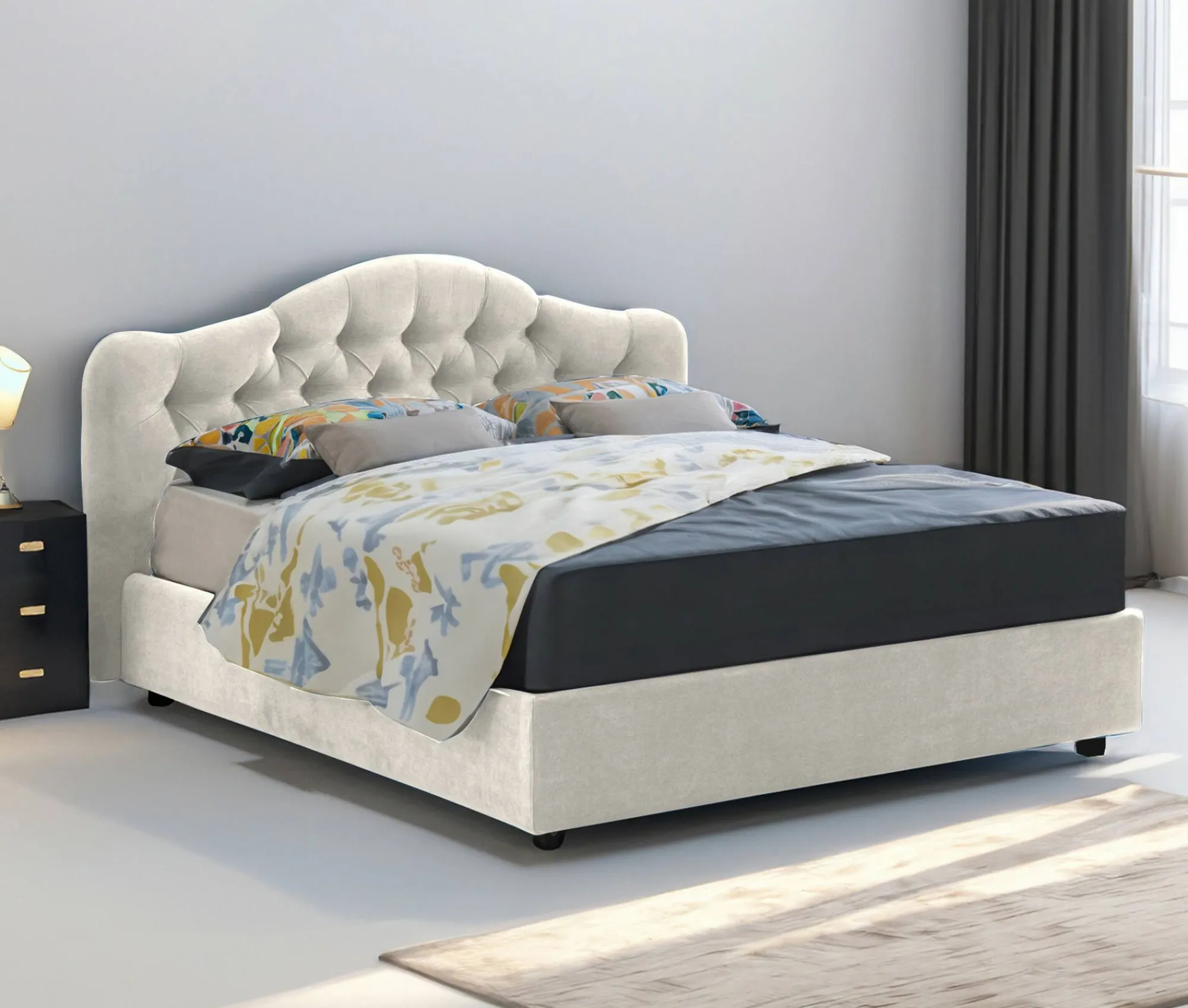 Letto matrimoniale Aly, Adatto a materasso Cm 160x200,<Dmora Fashion