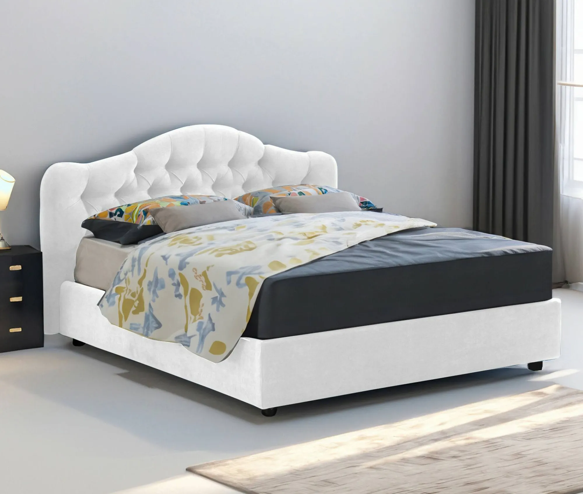 Letto matrimoniale Aly, Adatto a materasso Cm 160x200,<Dmora Fashion
