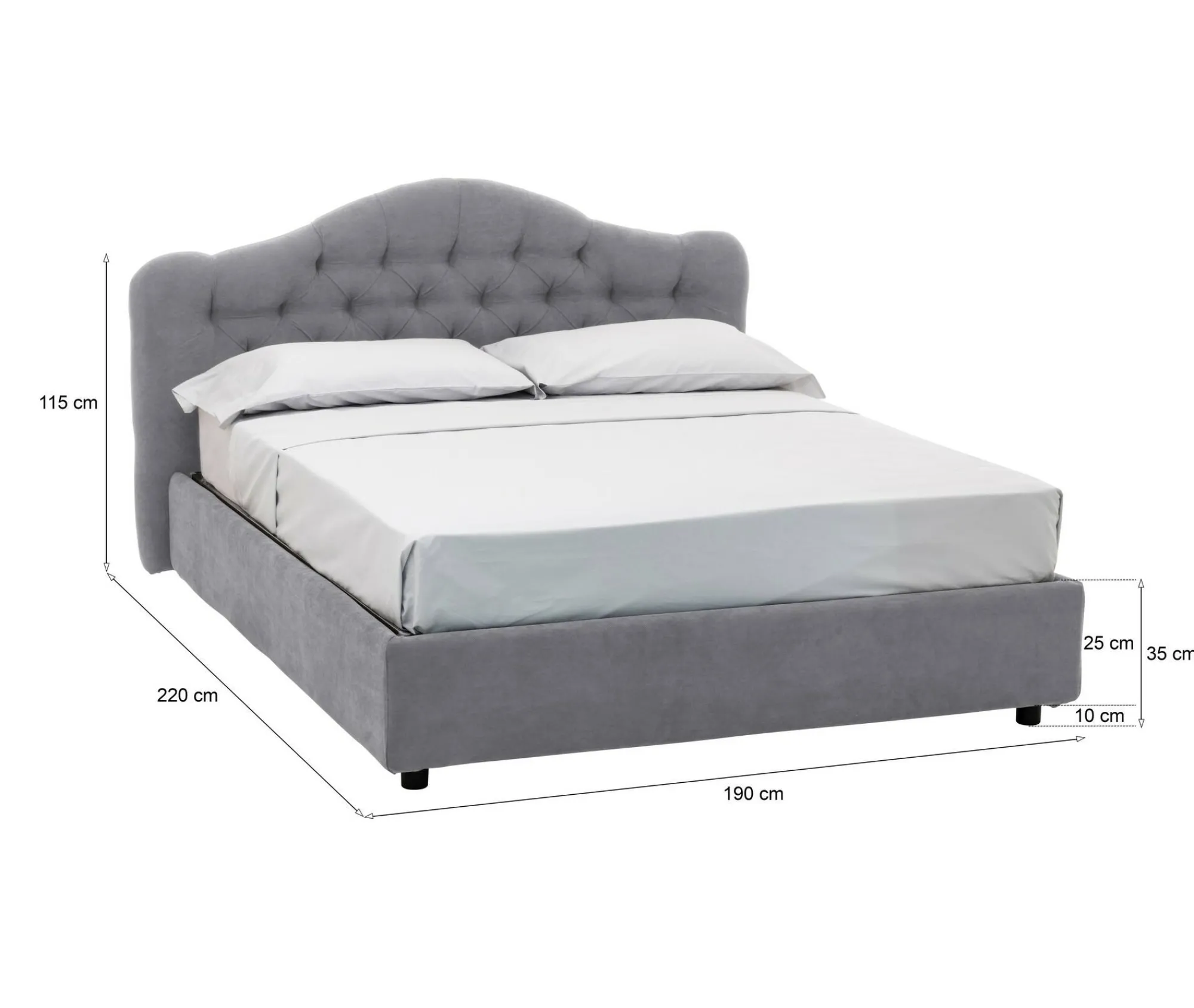 Letto matrimoniale Aly, Adatto a materasso Cm 160x200,<Dmora Hot