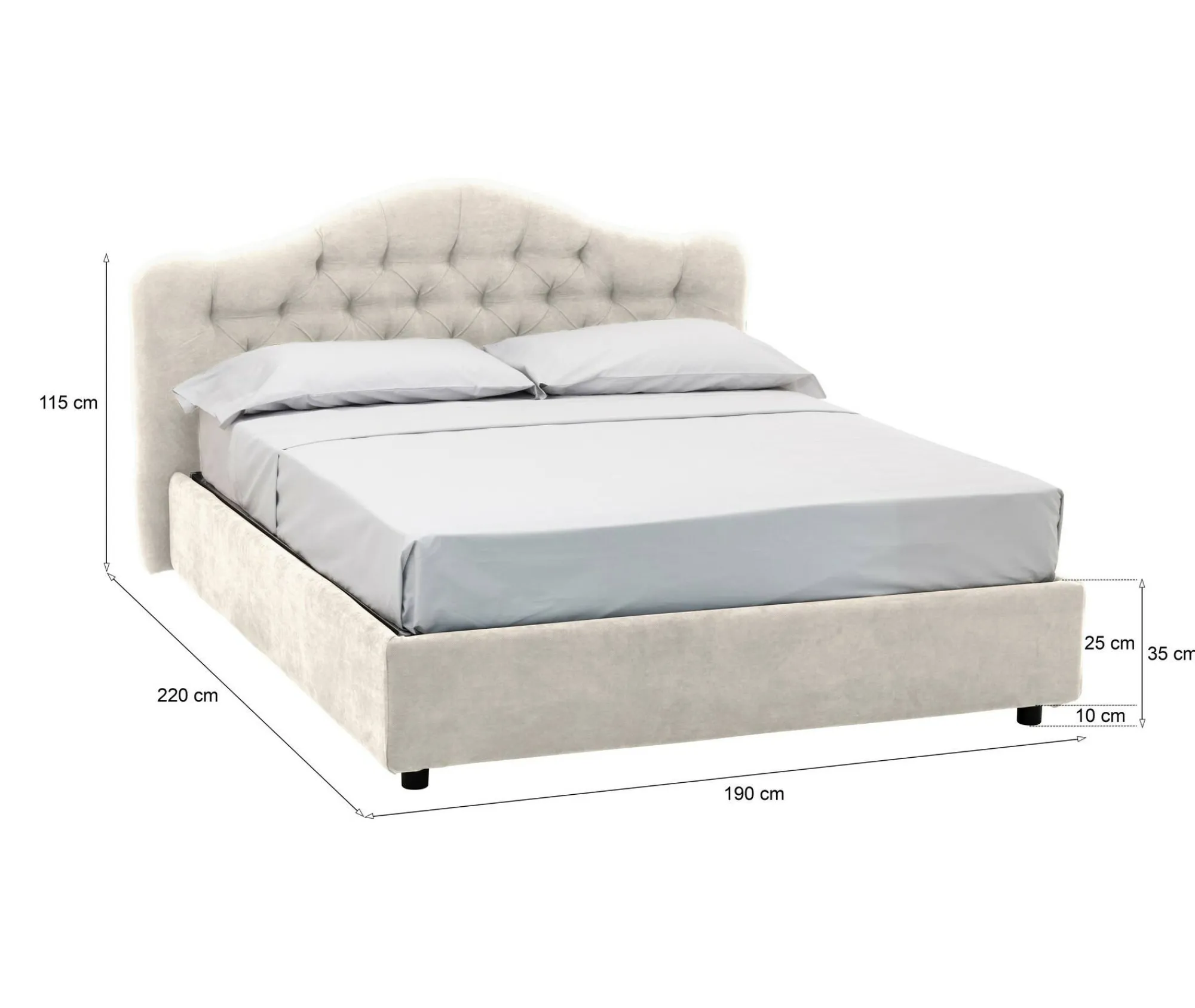 Letto matrimoniale Aly, Adatto a materasso Cm 160x200,<Dmora Fashion