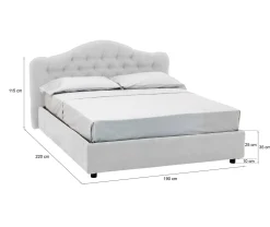 Letto matrimoniale Aly, Adatto a materasso Cm 160x200,<Dmora Fashion