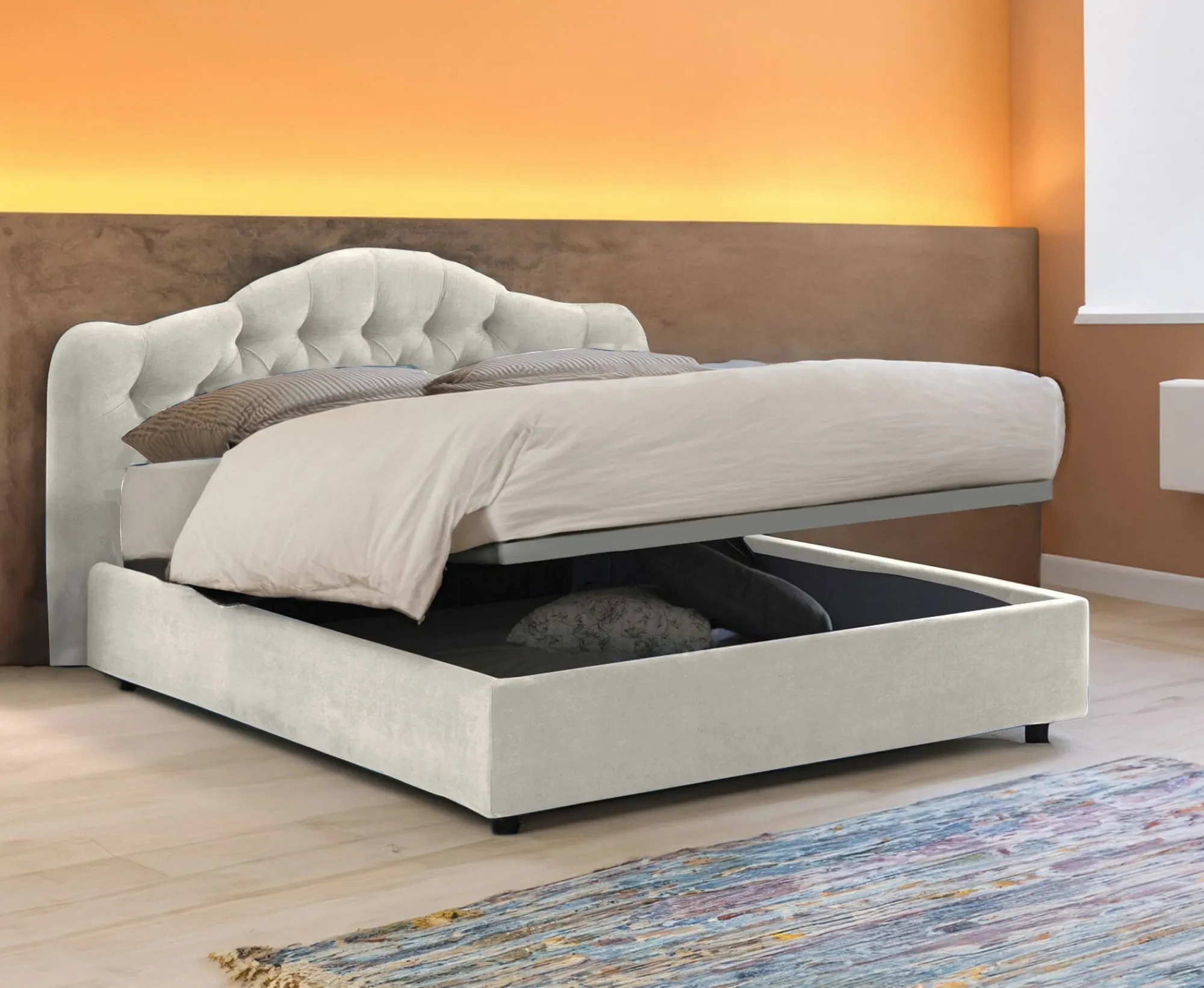 Letto matrimoniale Aly, Adatto a materasso Cm 160x200,<Dmora Fashion