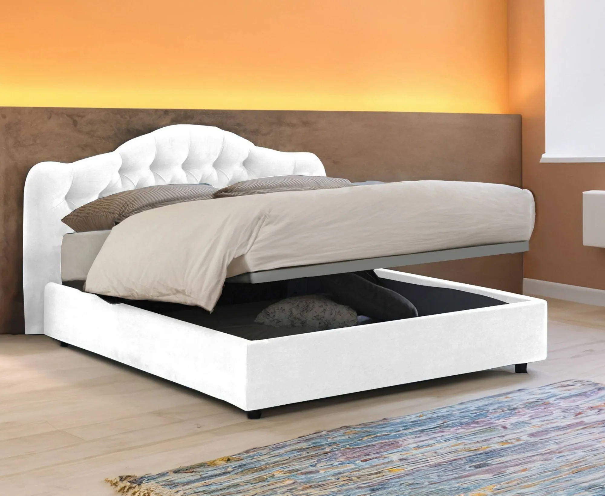 Letto matrimoniale Aly, Adatto a materasso Cm 160x200,<Dmora Fashion