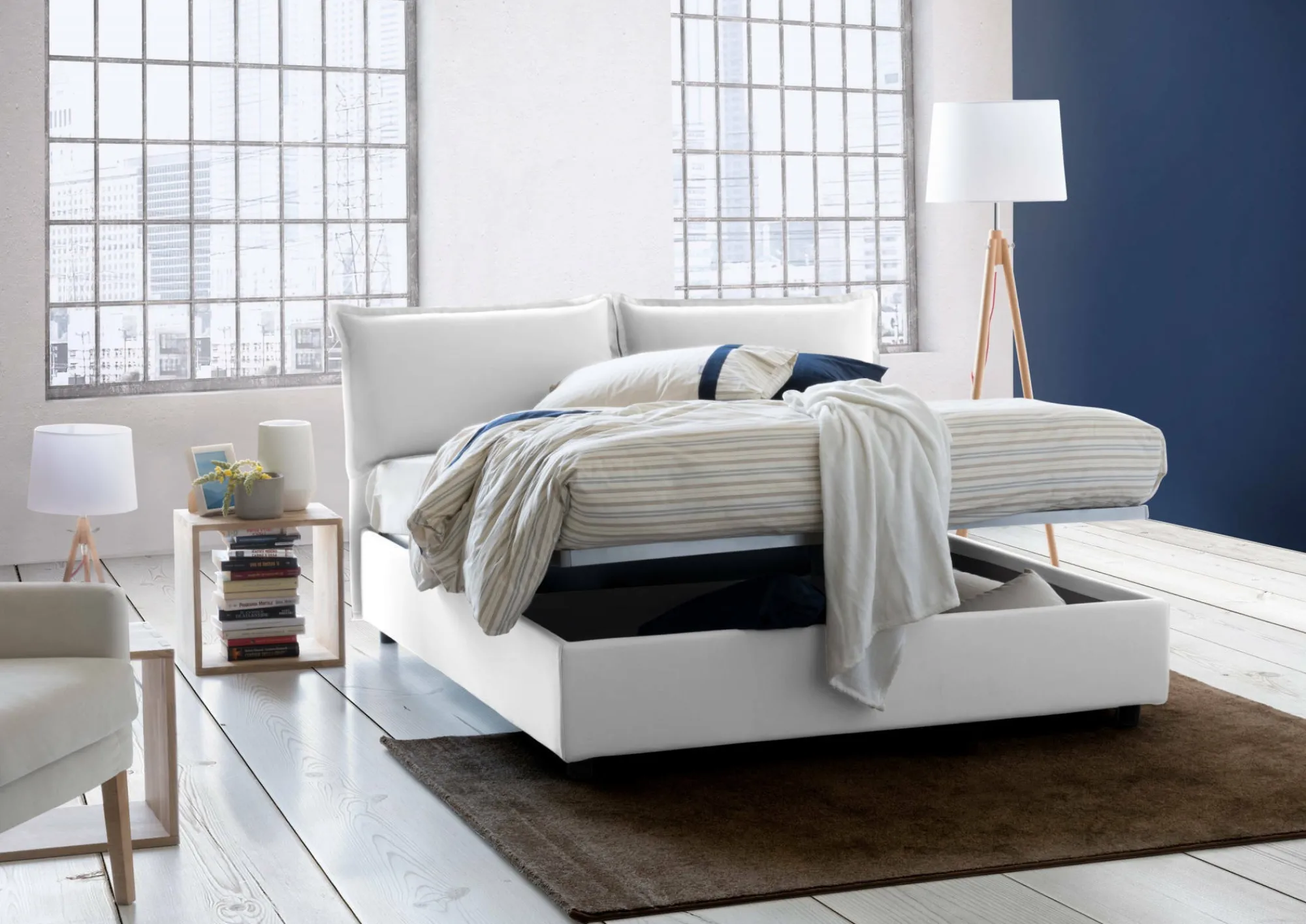 Letto matrimoniale Amelinda, con materasso Cm 160x190 incluso,<Dmora New