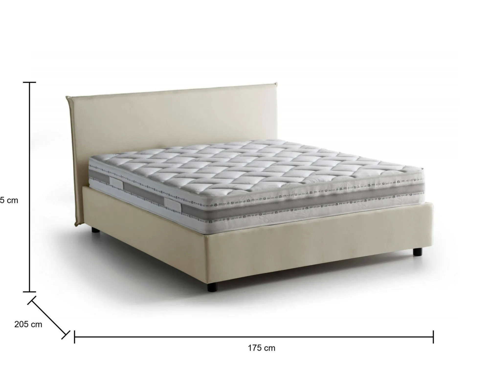 Letto matrimoniale Anassimene, con materasso Cm 160x190 incluso,<Dmora New