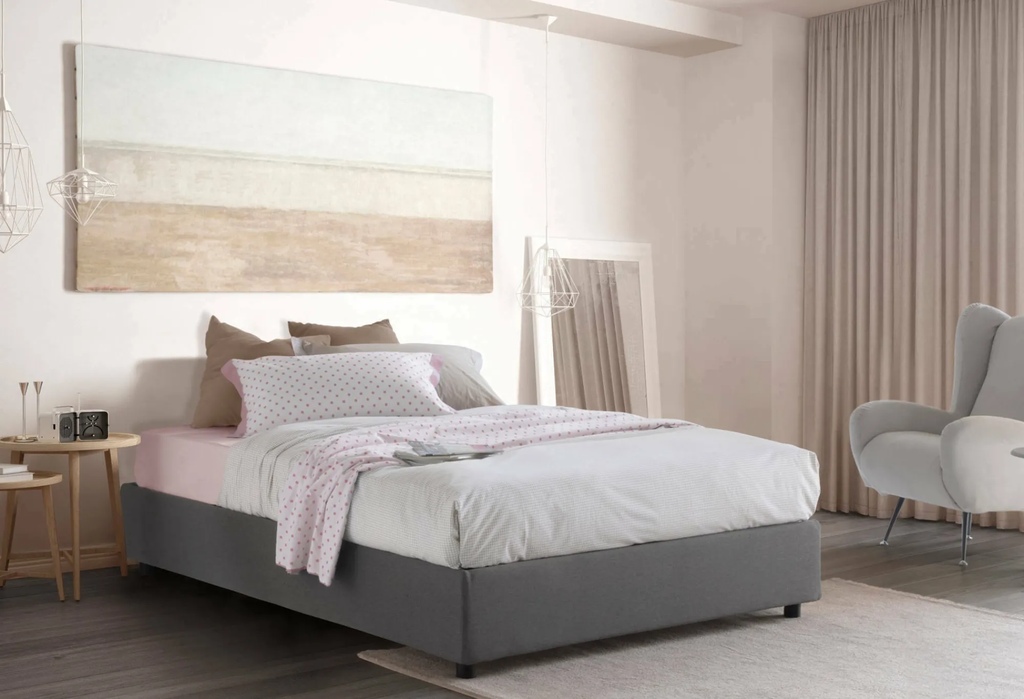 Letto matrimoniale Annibale, adatto per materasso Cm 160x190,<Dmora Shop