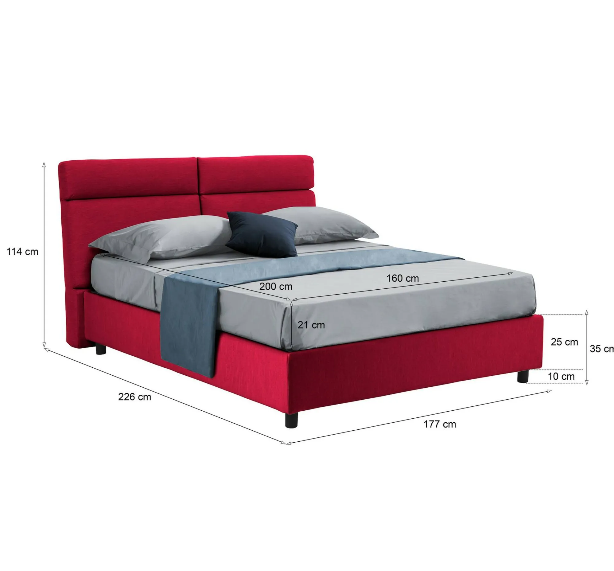 Letto matrimoniale Annus, Con materasso Cm 160x200 incluso,<Dmora Cheap