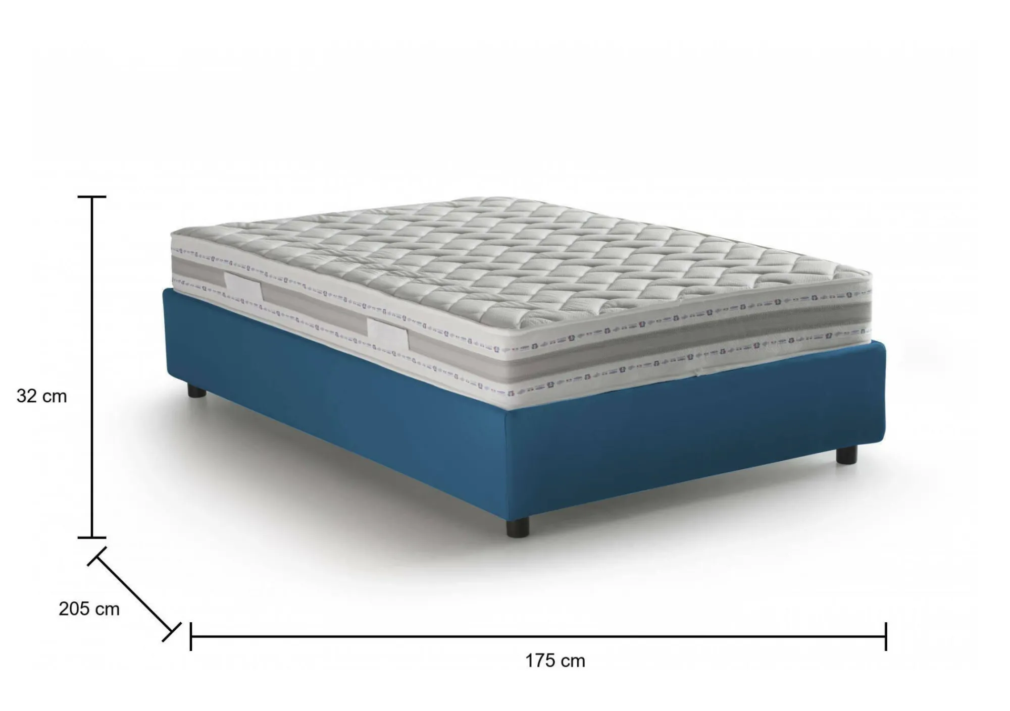 Letto matrimoniale Apel, con materasso Cm 160x190 incluso,<Dmora Cheap