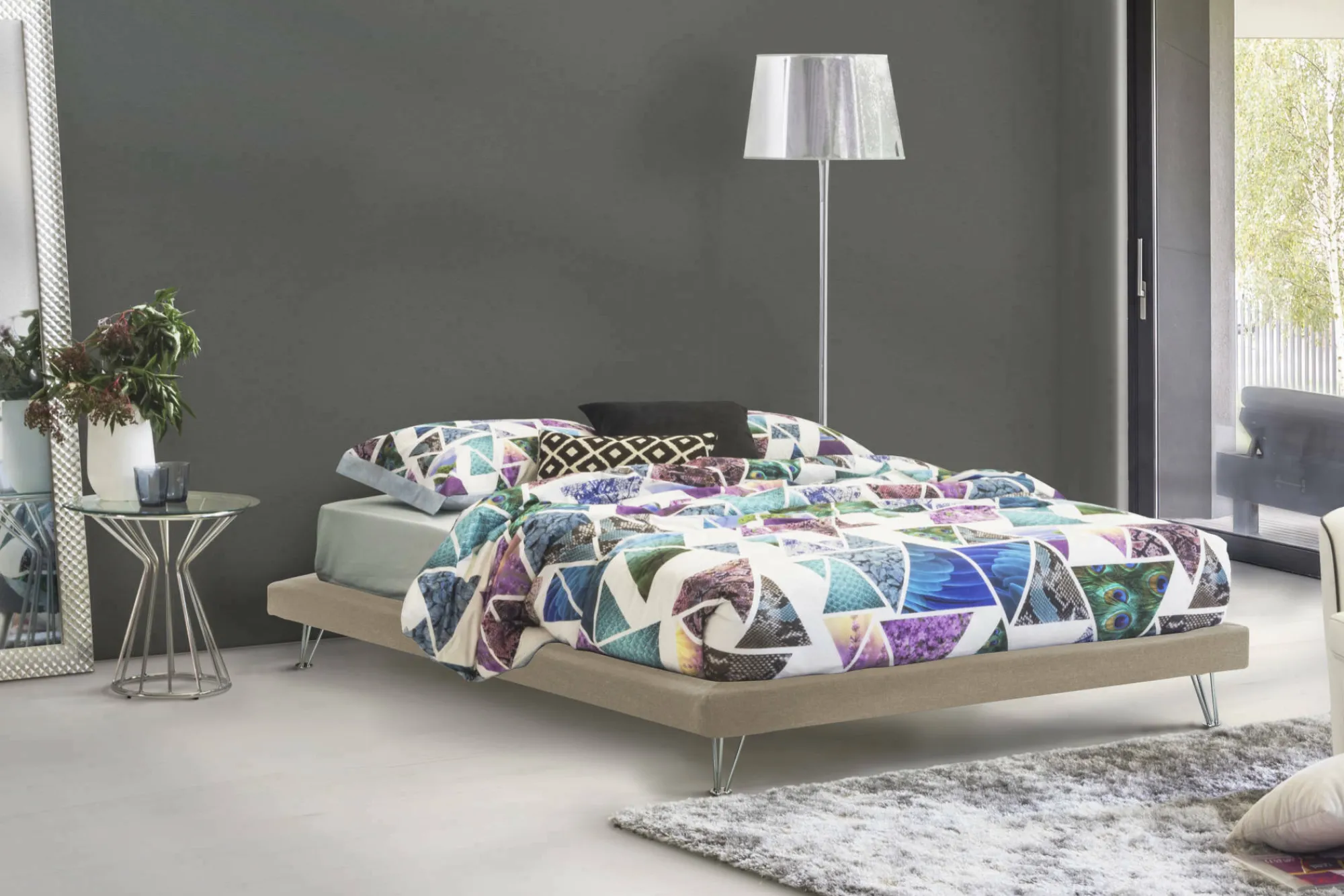 Letto matrimoniale Arbatrax, adatto per materasso Cm 160x190,<Dmora Cheap
