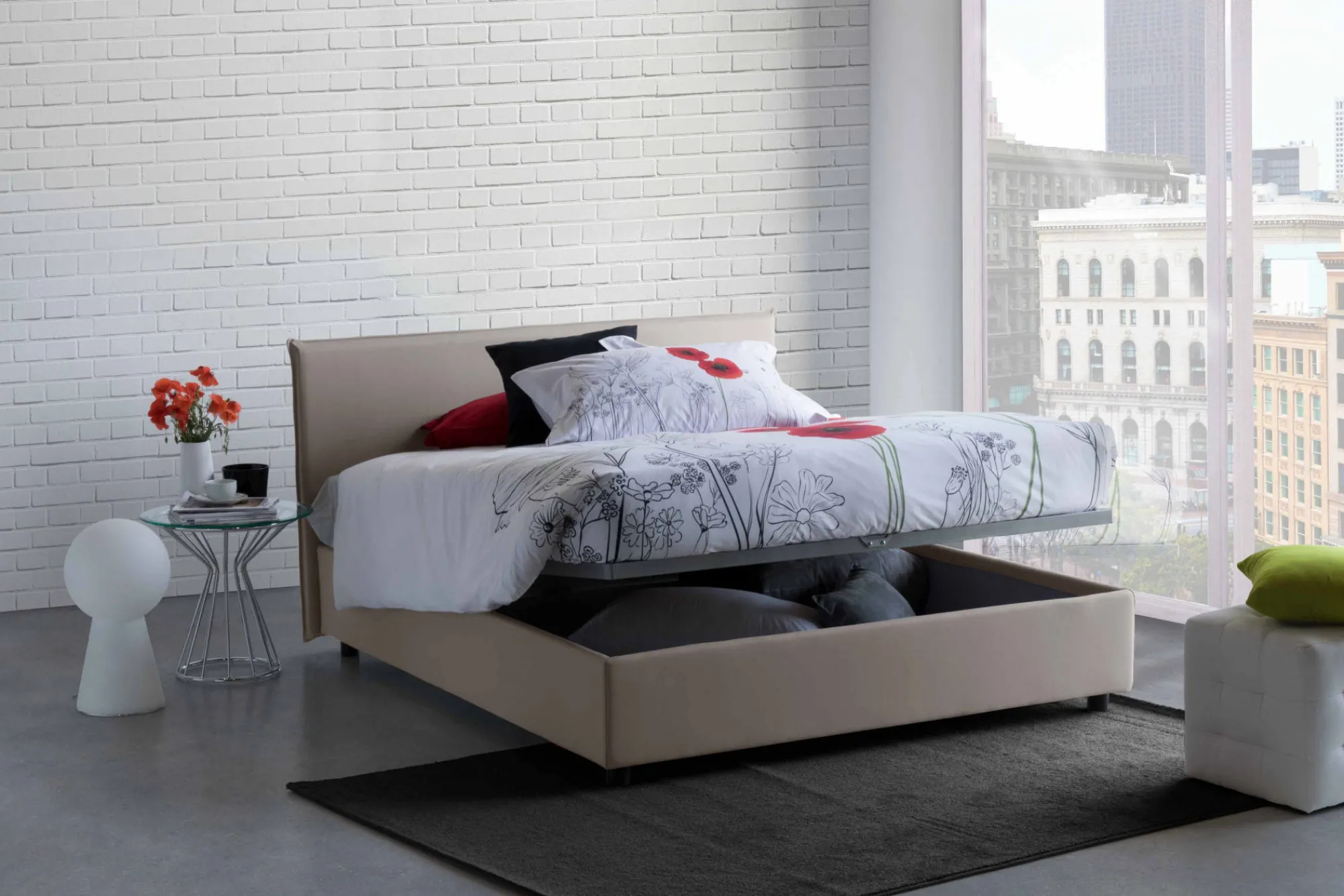 Letto matrimoniale Arcan, adatto per materasso Cm 160x200,<Dmora Store