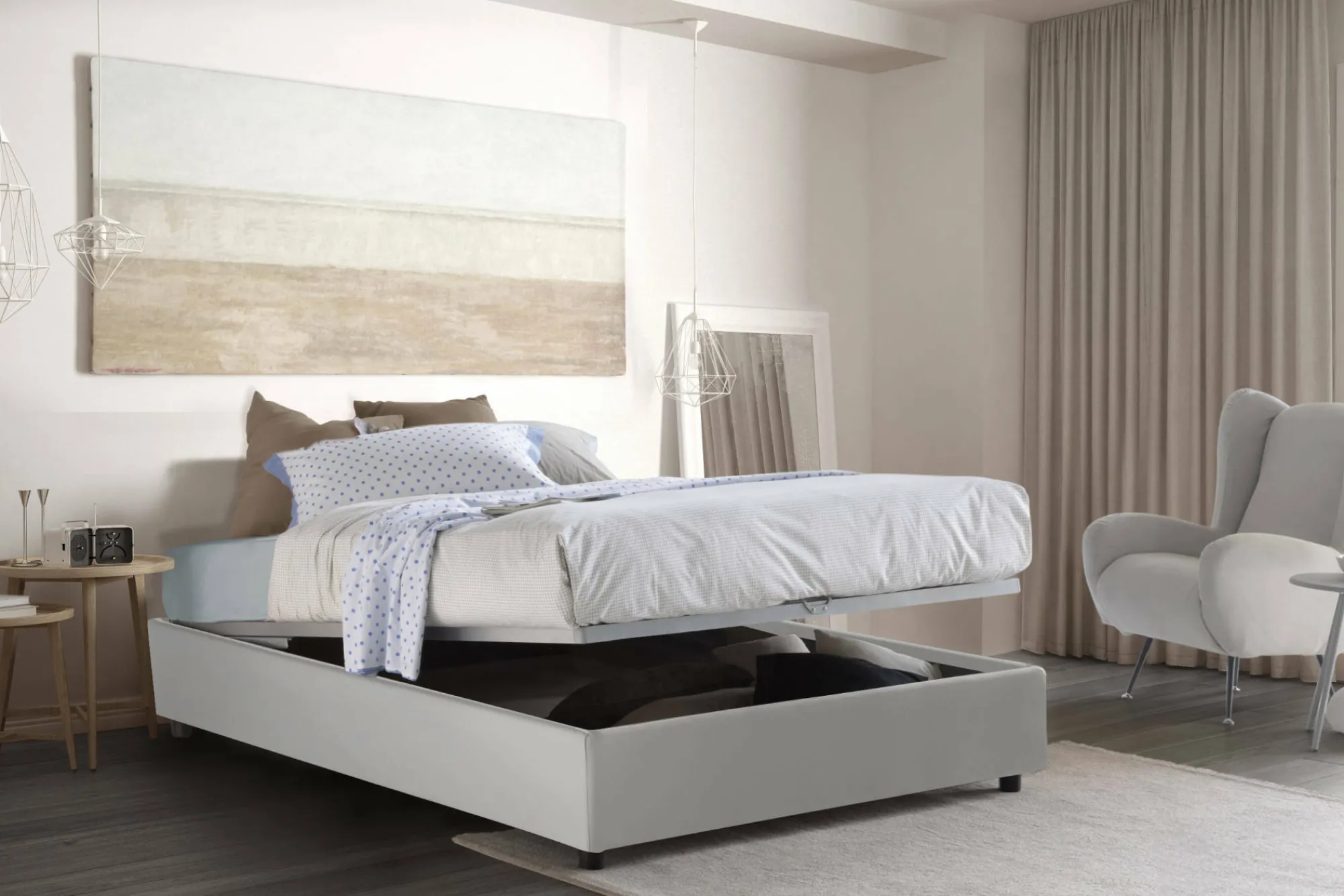 Letto matrimoniale Archer, con materasso Cm 160x190 incluso,<Dmora Clearance