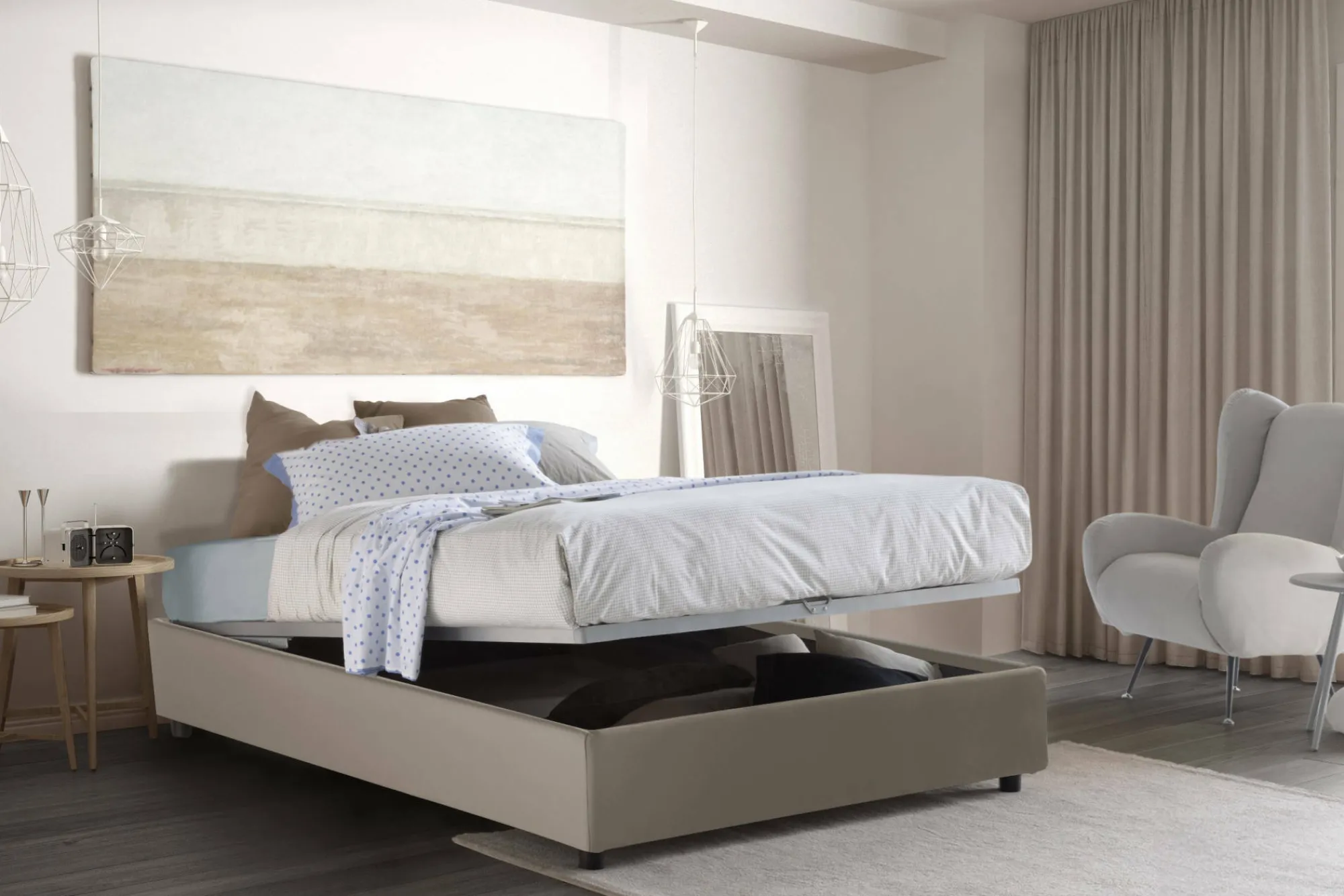 Letto matrimoniale Archer, con materasso Cm 160x190 incluso,<Dmora Fashion