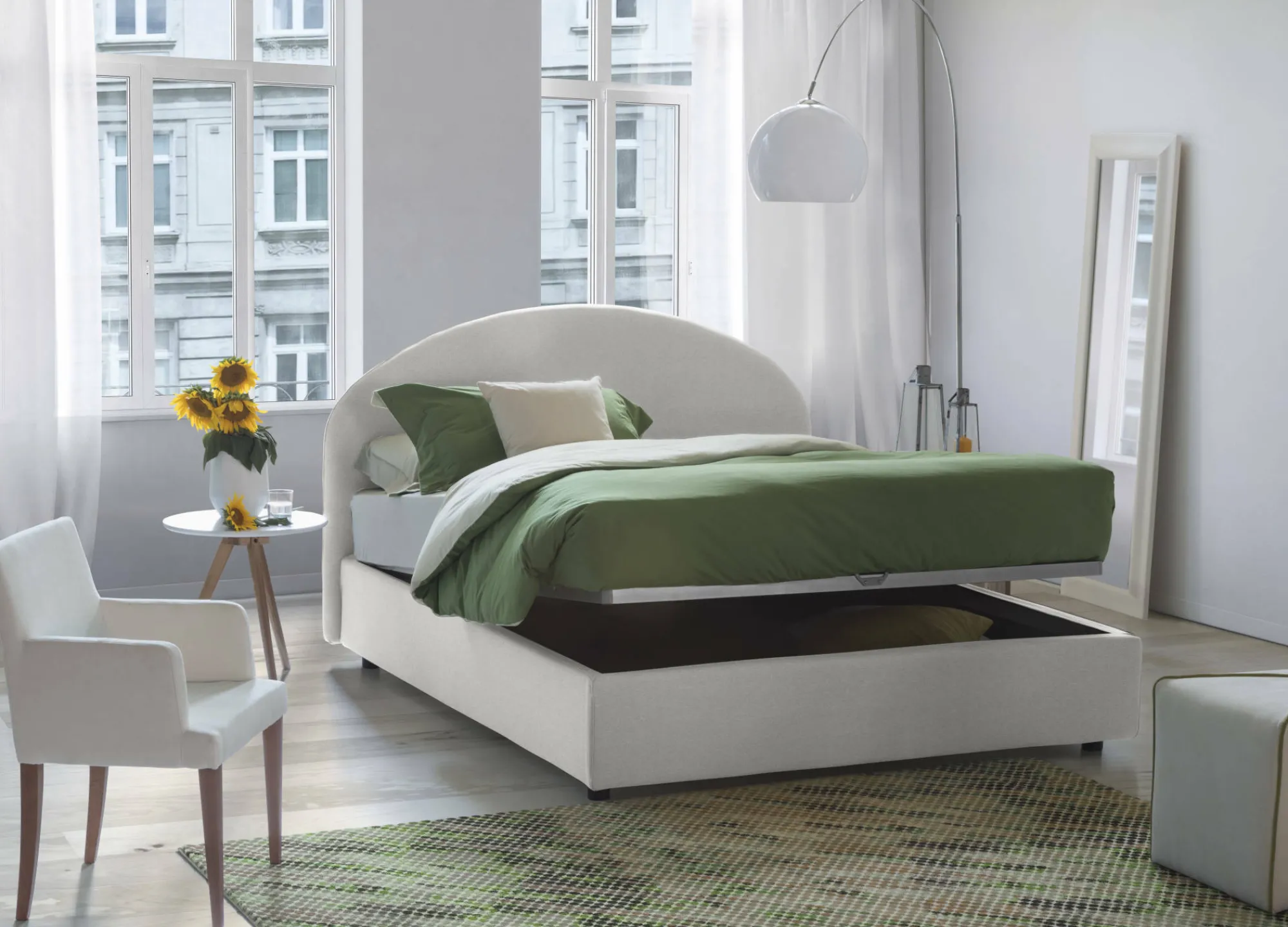 Letto matrimoniale Archivio, adatto per materasso Cm 160x190,<Dmora Shop