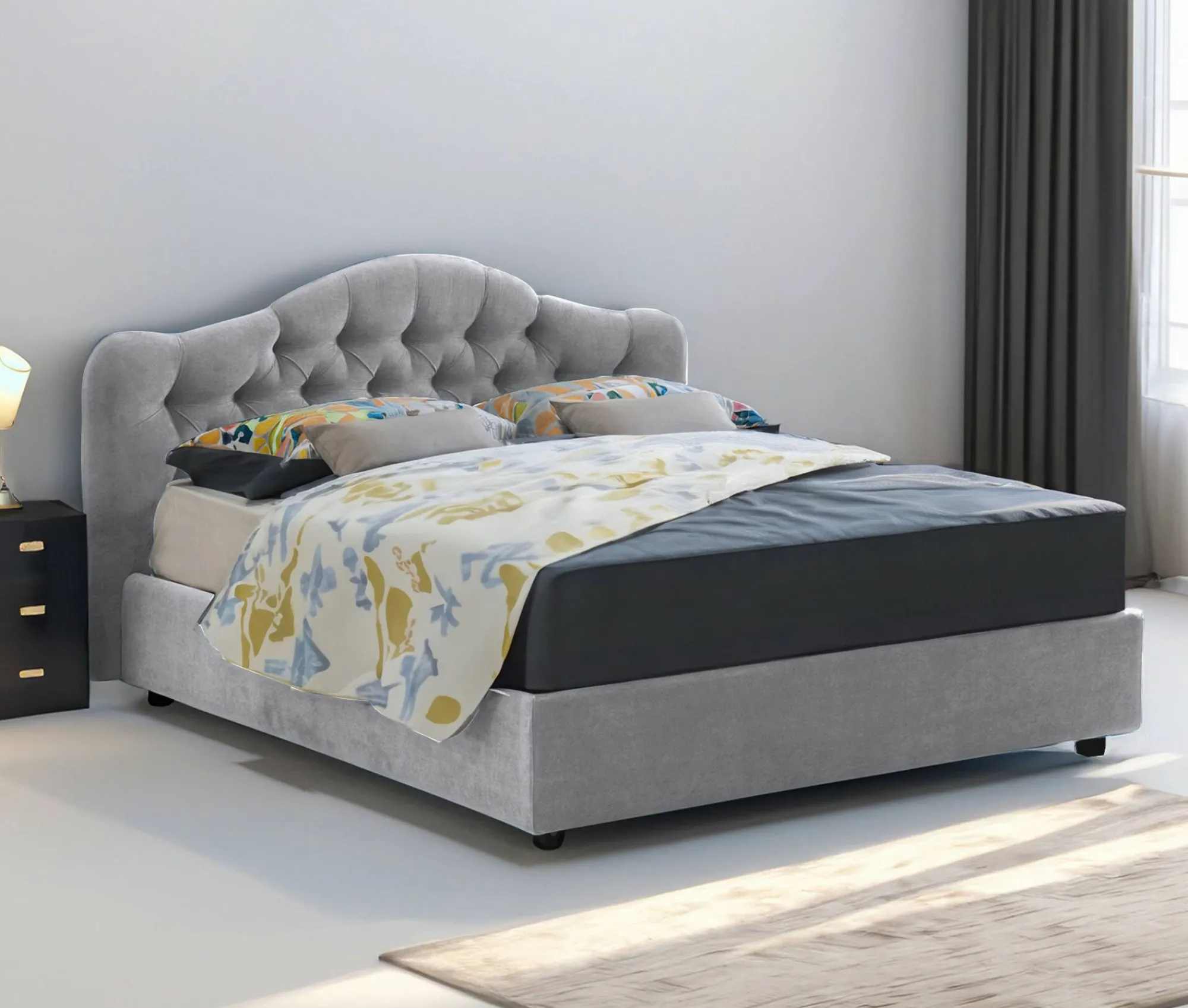 Letto matrimoniale Arex, Adatto a materasso Cm 160x190,<Dmora New