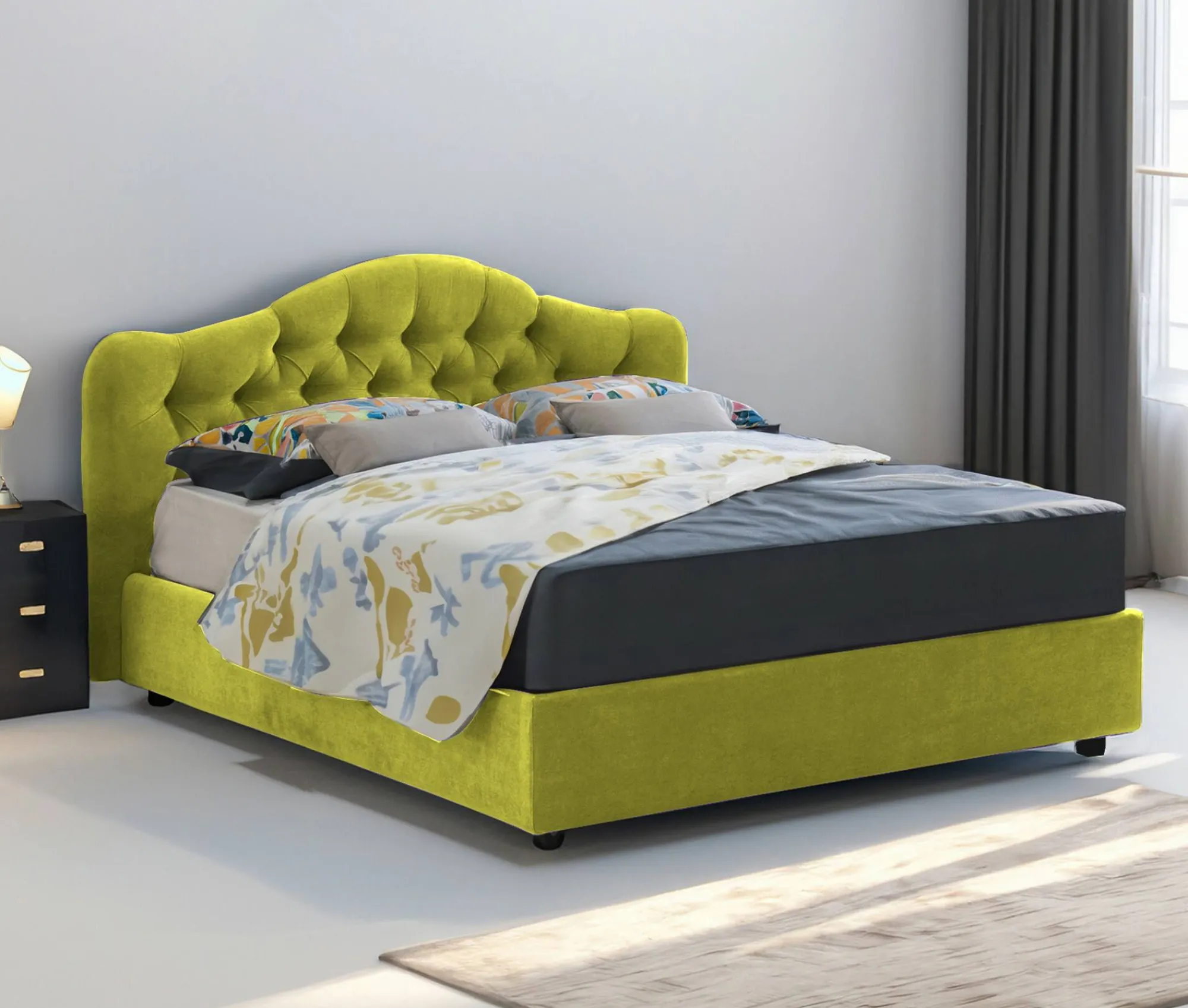 Letto matrimoniale Arex, Adatto a materasso Cm 160x190,<Dmora New
