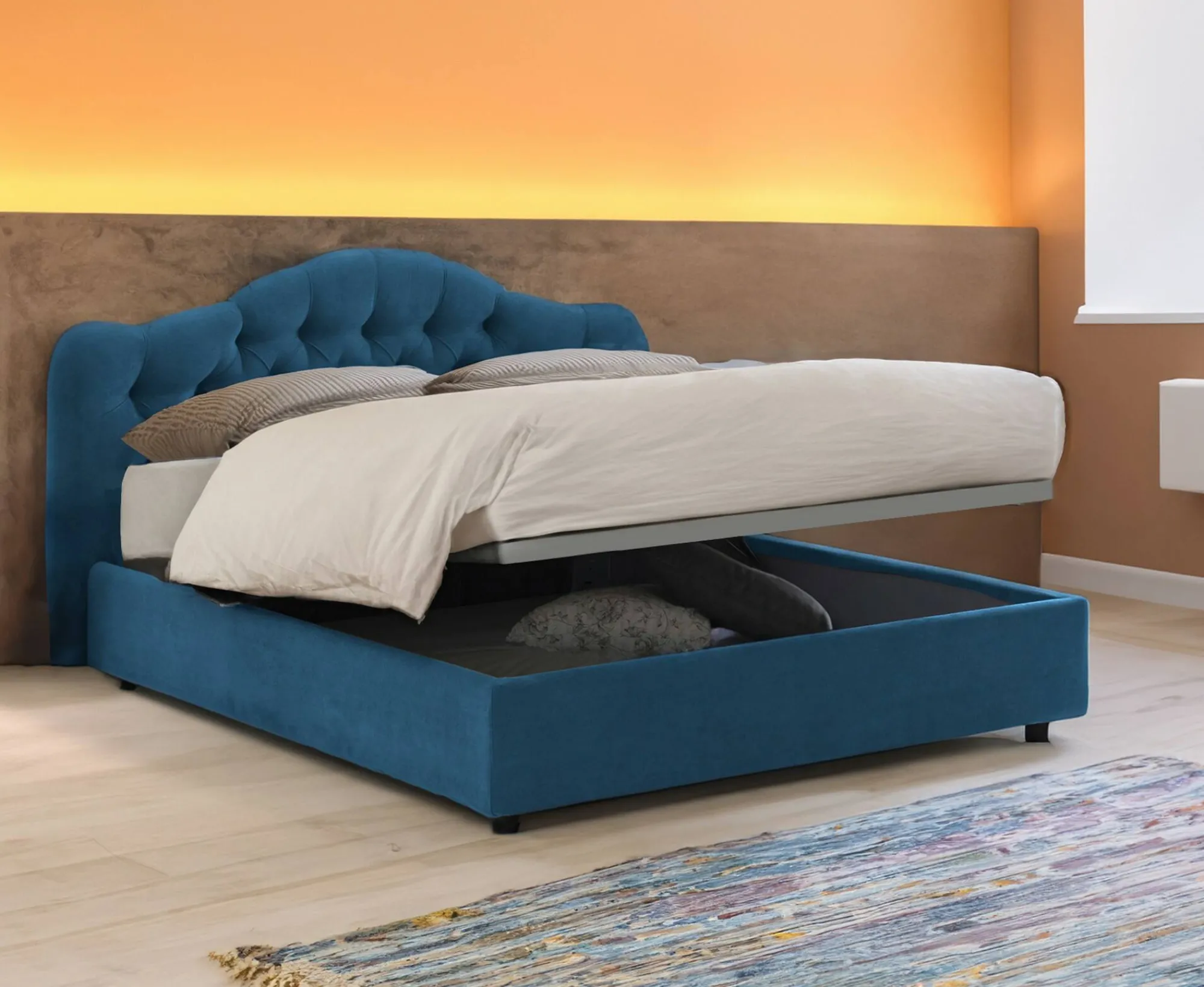 Letto matrimoniale Arex, Adatto a materasso Cm 160x190,<Dmora Fashion