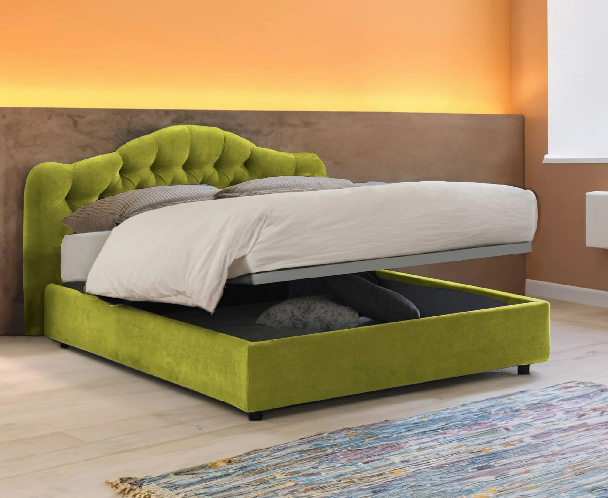 Letto matrimoniale Arex, Adatto a materasso Cm 160x190,<Dmora New