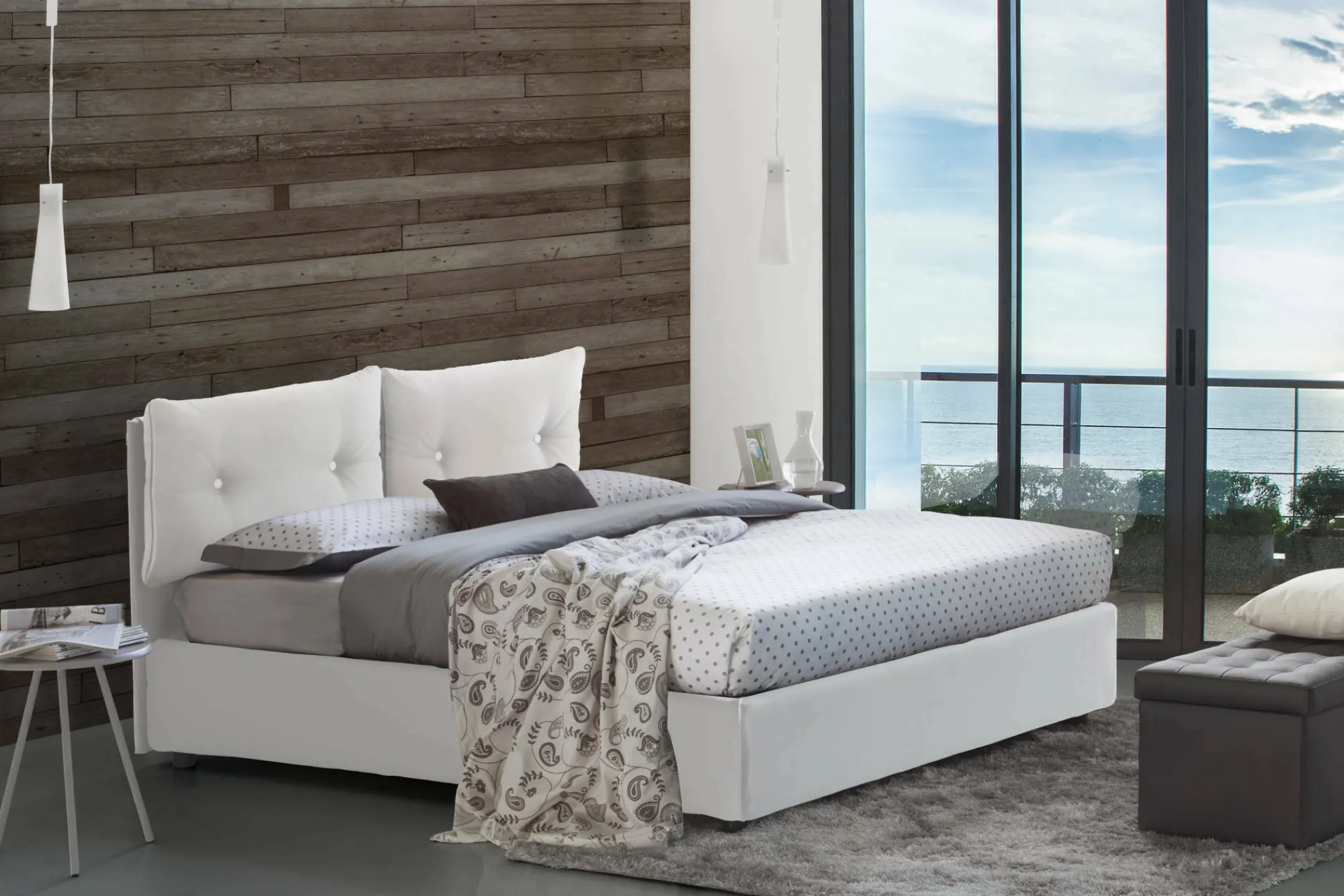 Letto matrimoniale Arron, adatto per materasso Cm 160x200,<Dmora Sale