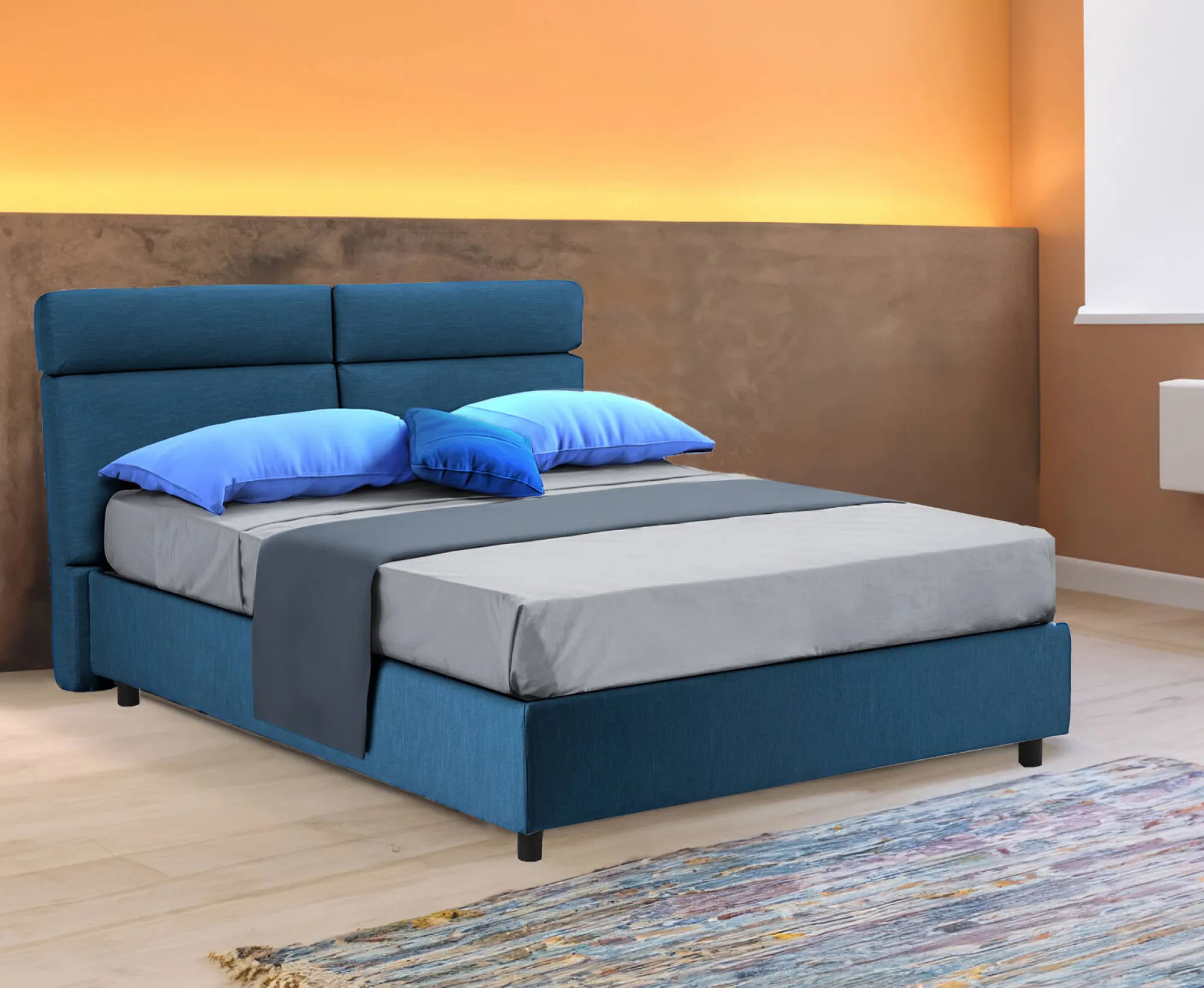 Letto matrimoniale Asica, Con materasso Cm 160x190 incluso,<Dmora Sale