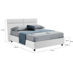 Letto matrimoniale Asica, Con materasso Cm 160x190 incluso,<Dmora Clearance