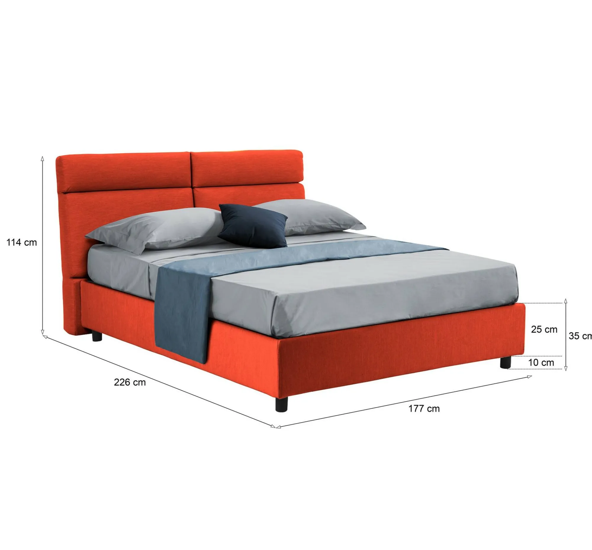 Letto matrimoniale Ator, Adatto a materasso Cm 160x200,<Dmora Clearance