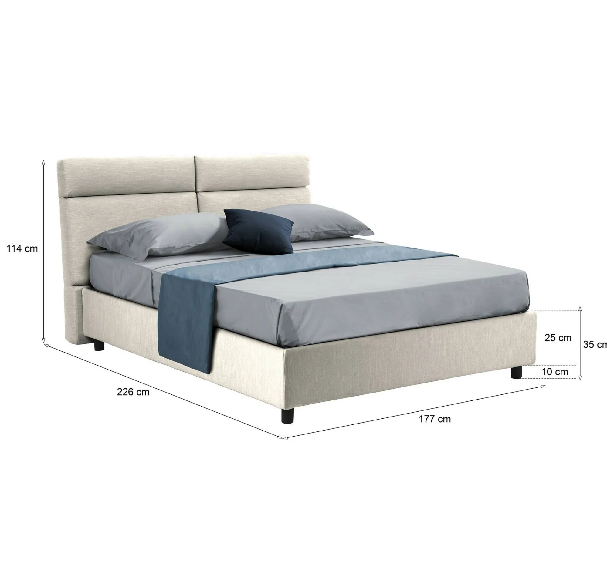 Letto matrimoniale Ator, Adatto a materasso Cm 160x200,<Dmora Flash Sale
