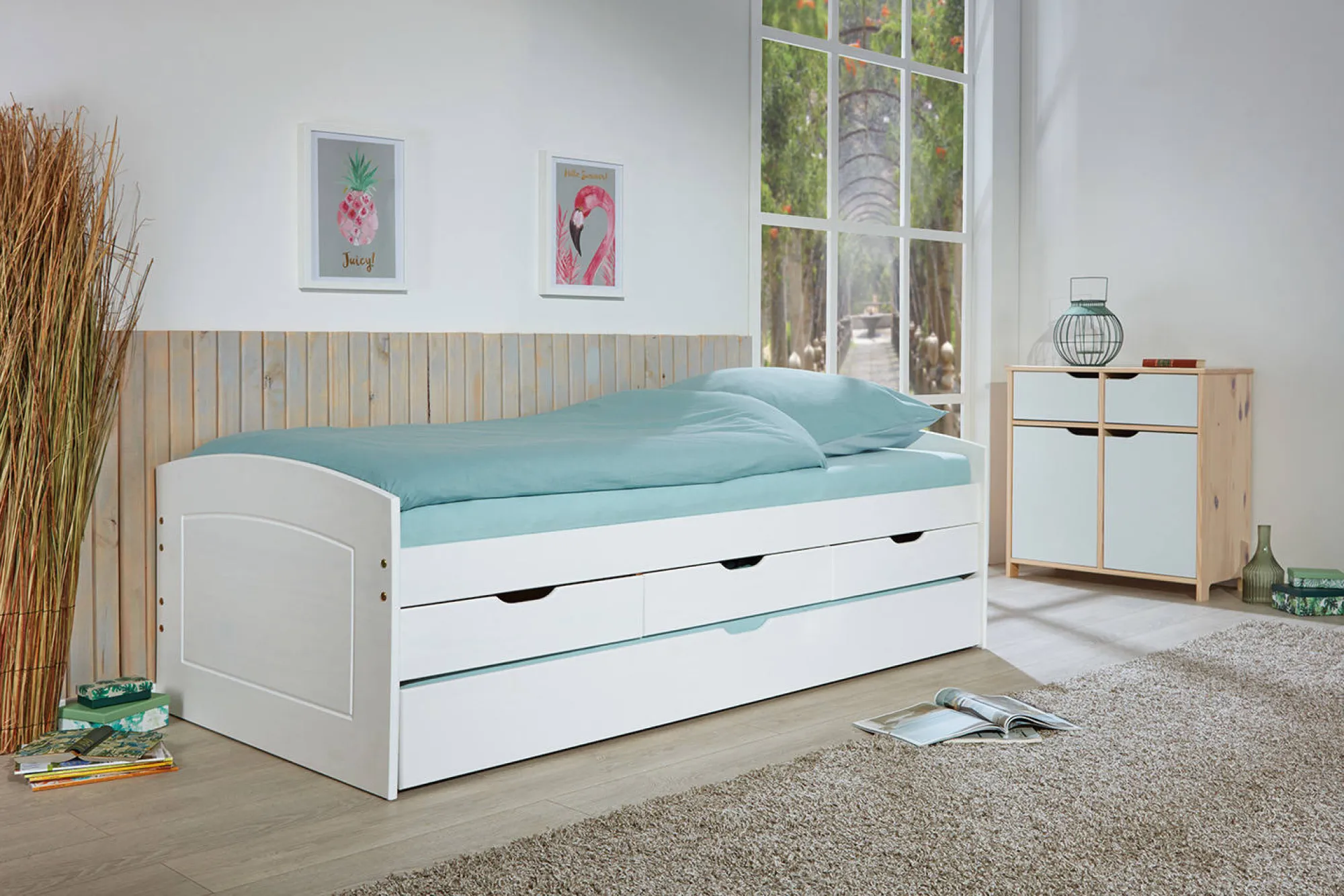 Letto matrimoniale Bayreuth, Sommier per camera da letto, Giroletto per stanza, Struttura porta materasso, 205x63 h98 cm,<Dmora New