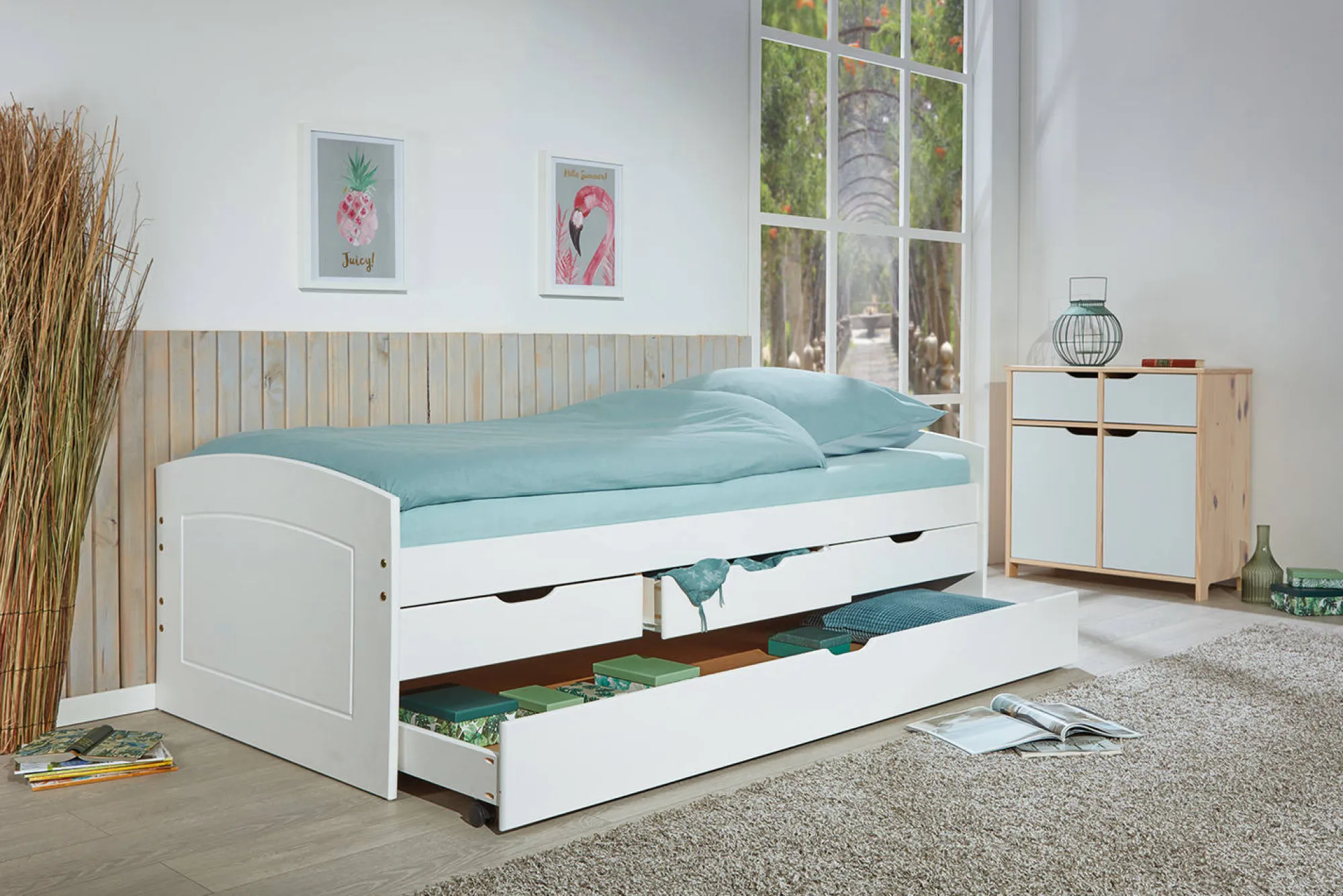 Letto matrimoniale Bayreuth, Sommier per camera da letto, Giroletto per stanza, Struttura porta materasso, 205x63 h98 cm,<Dmora New