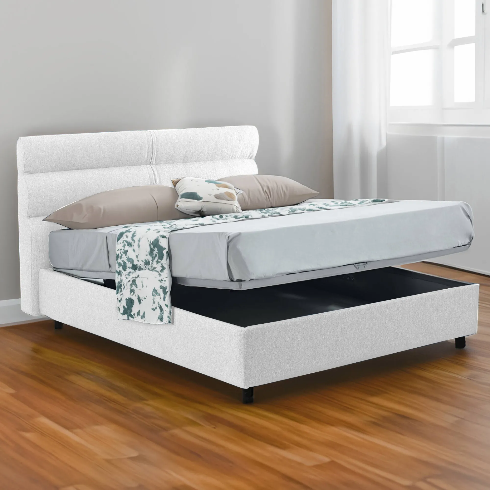 Letto matrimoniale Bedero, Con materasso Cm 160x200 incluso,<Dmora Online