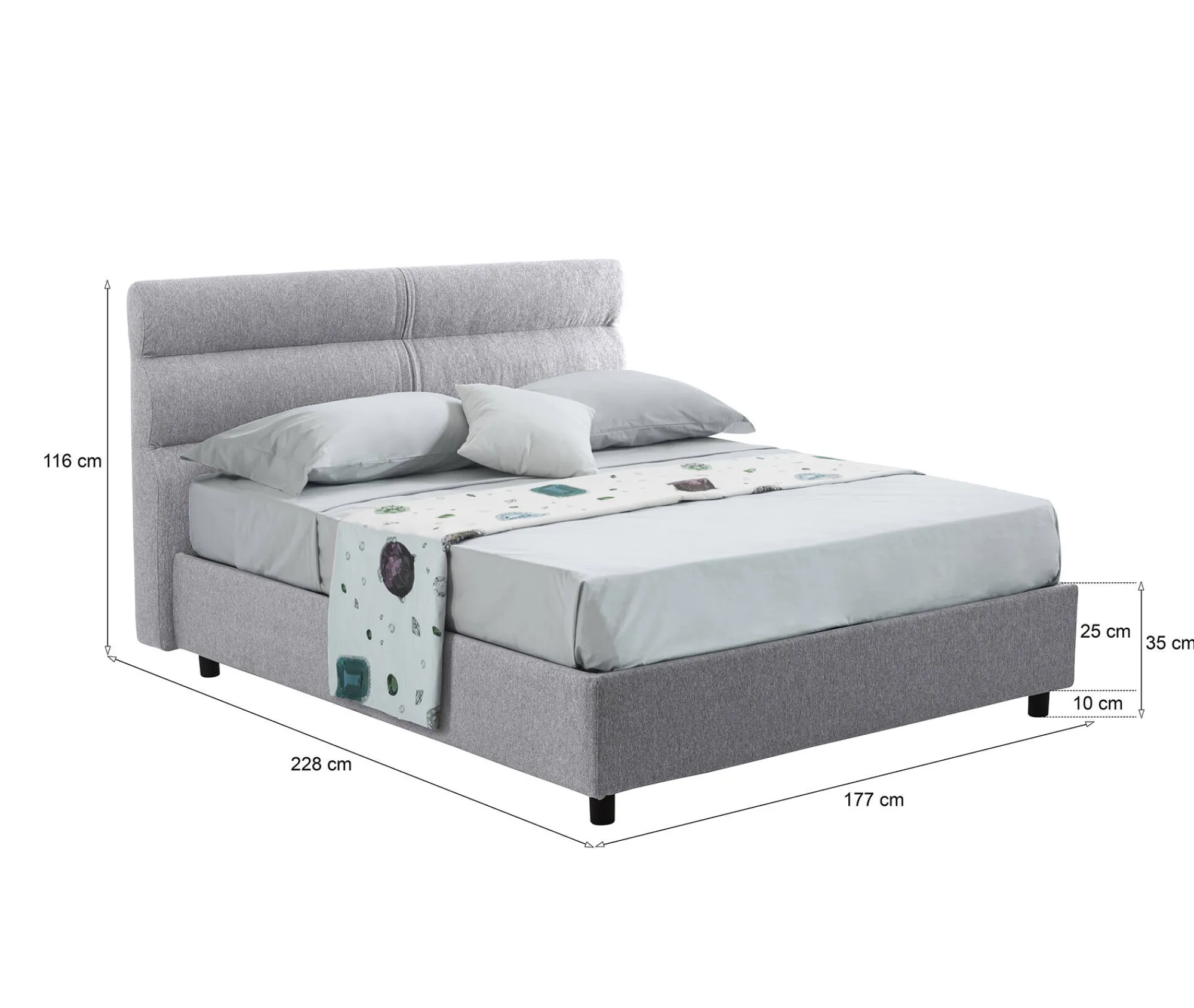 Letto matrimoniale Briaglia, Adatto a materasso Cm 160x200,<Dmora Best