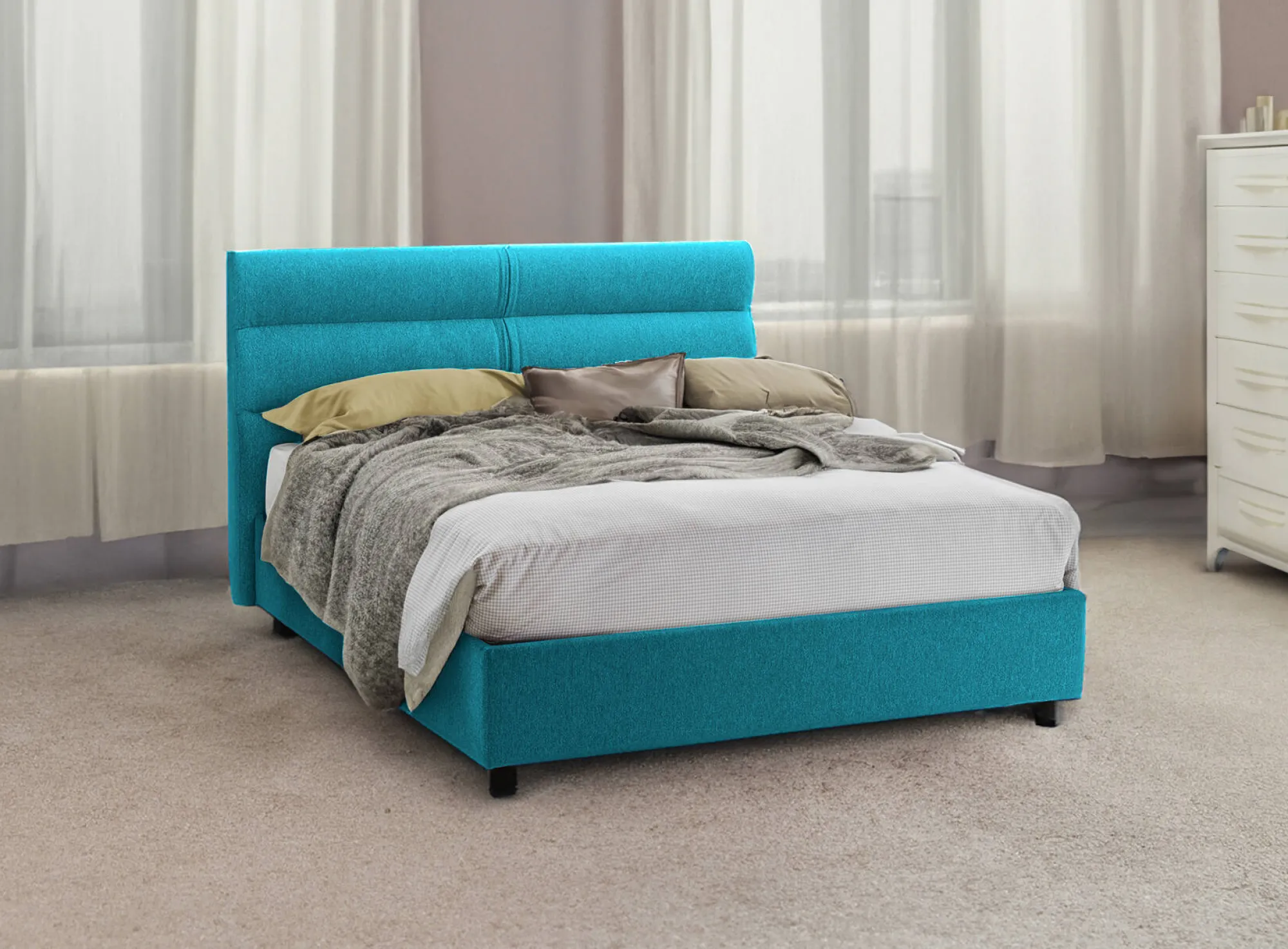 Letto matrimoniale Briatico, Con materasso Cm 160x190 incluso,<Dmora Shop