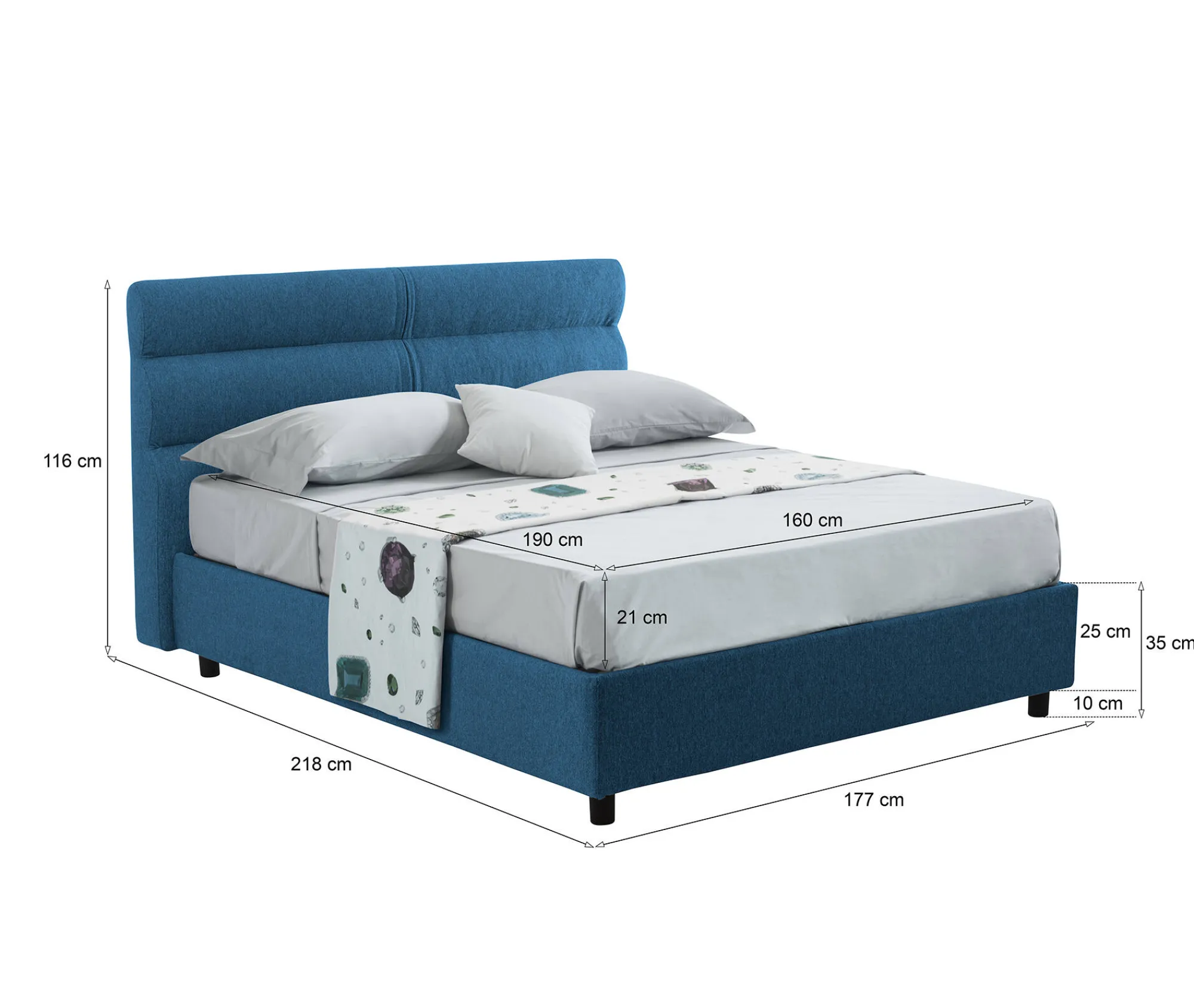 Letto matrimoniale Briatico, Con materasso Cm 160x190 incluso,<Dmora Store