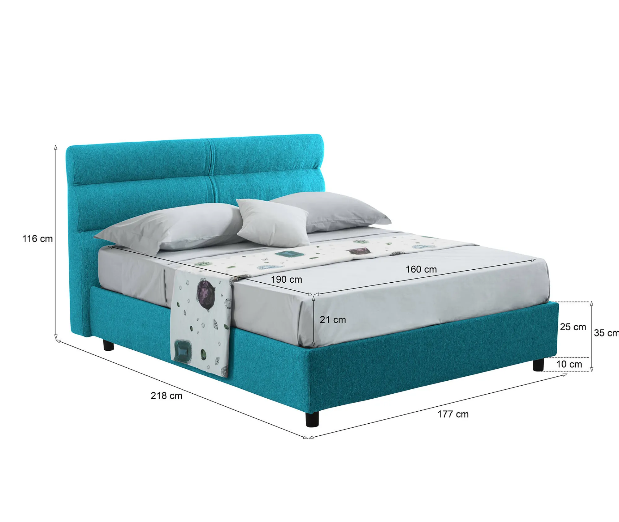 Letto matrimoniale Briatico, Con materasso Cm 160x190 incluso,<Dmora Shop